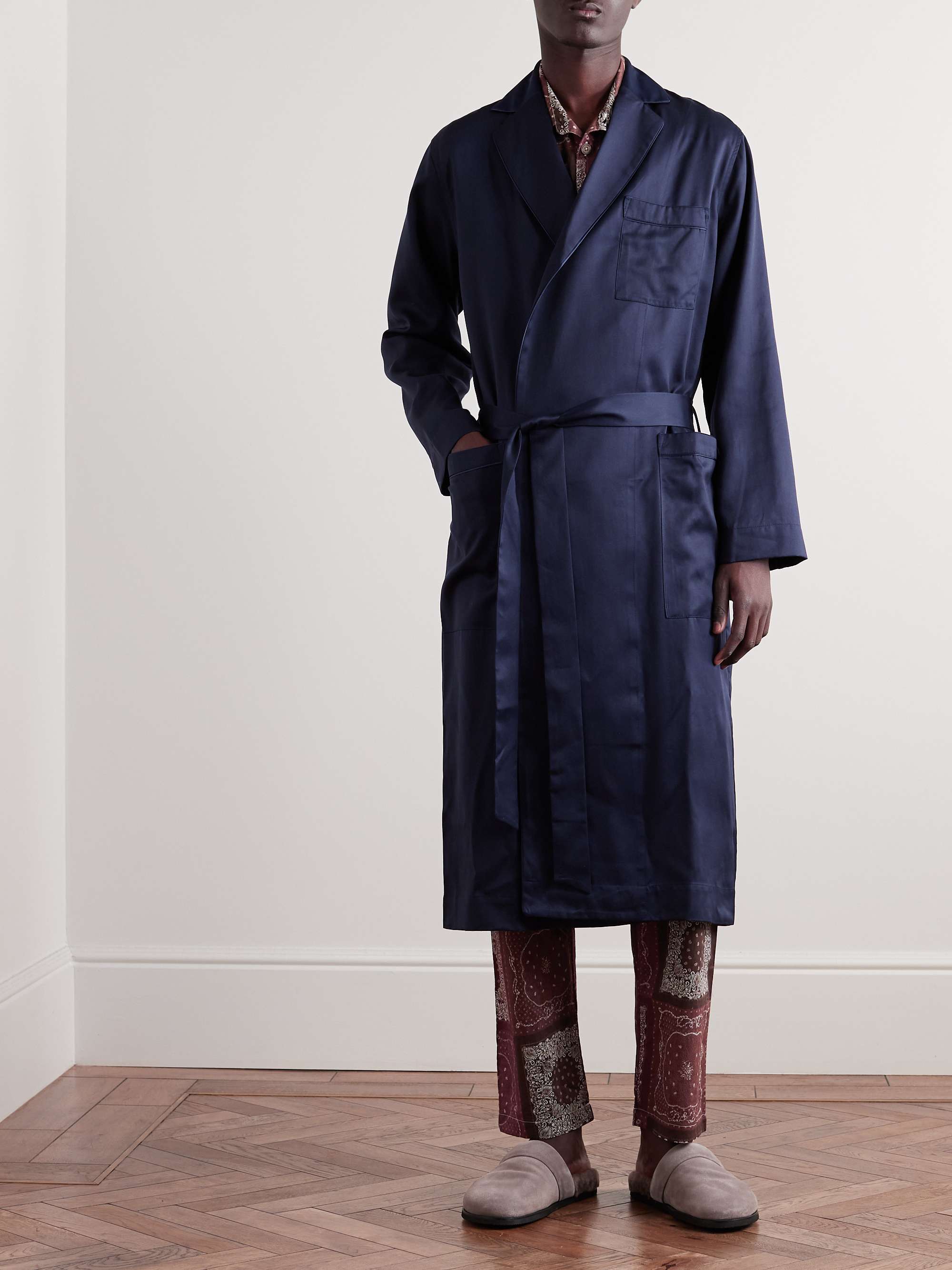 CDLP Home Satin-Trimmed Lyocell-Twill Robe