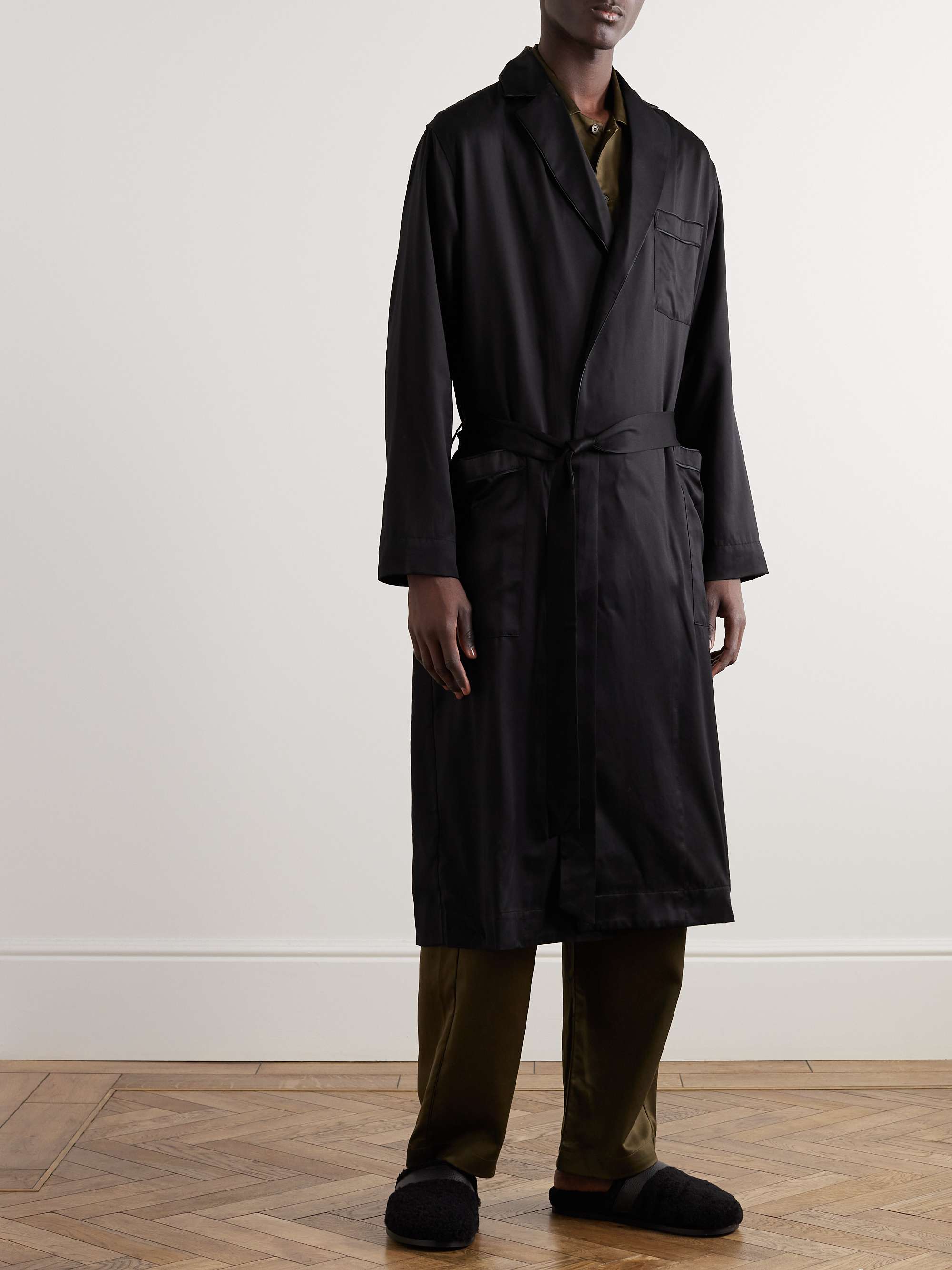 CDLP Home Satin-Trimmed Lyocell-Twill Robe