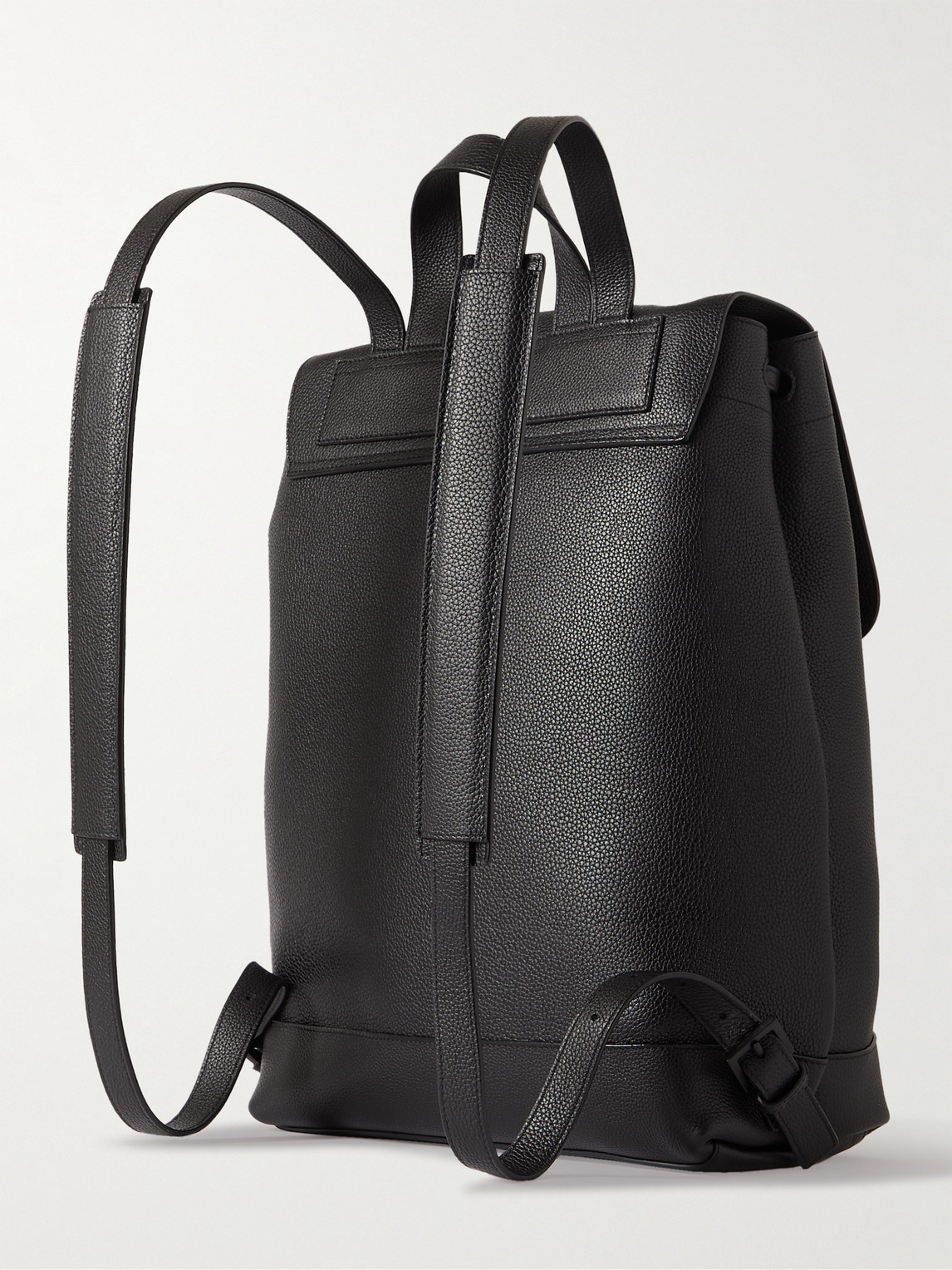 Shop Saint Laurent Full-grain Leather Backpack In Black