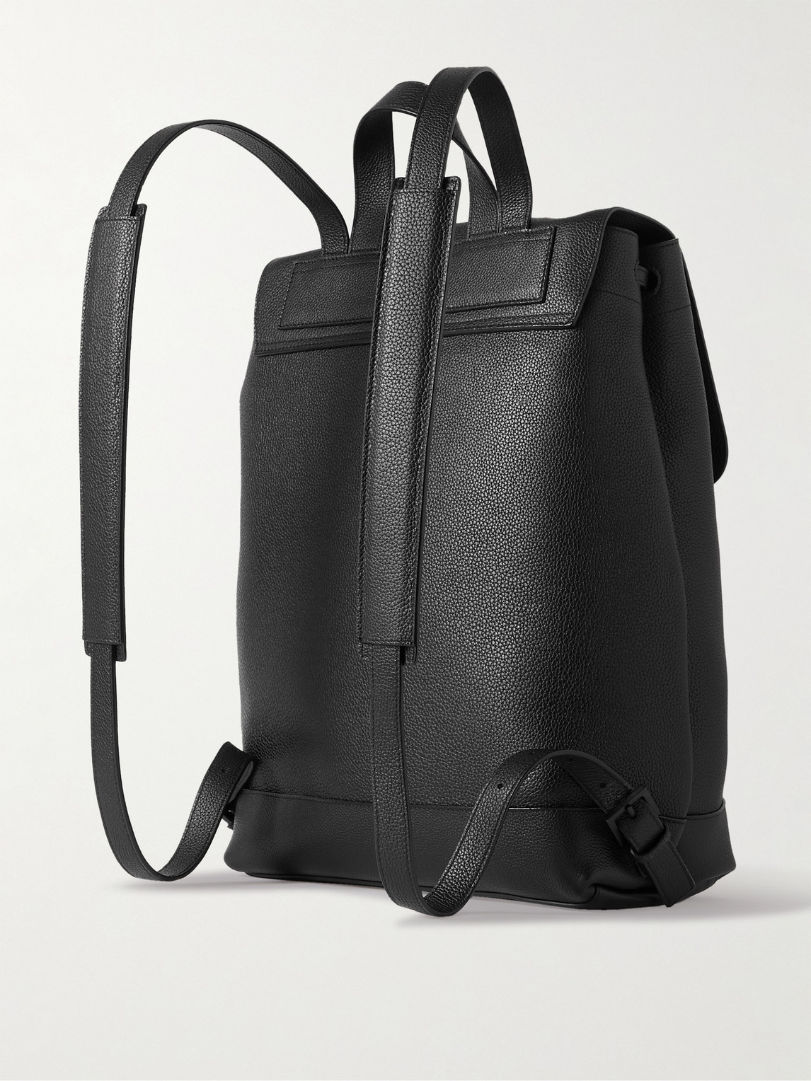 Shop Saint Laurent Full-grain Leather Backpack In Black