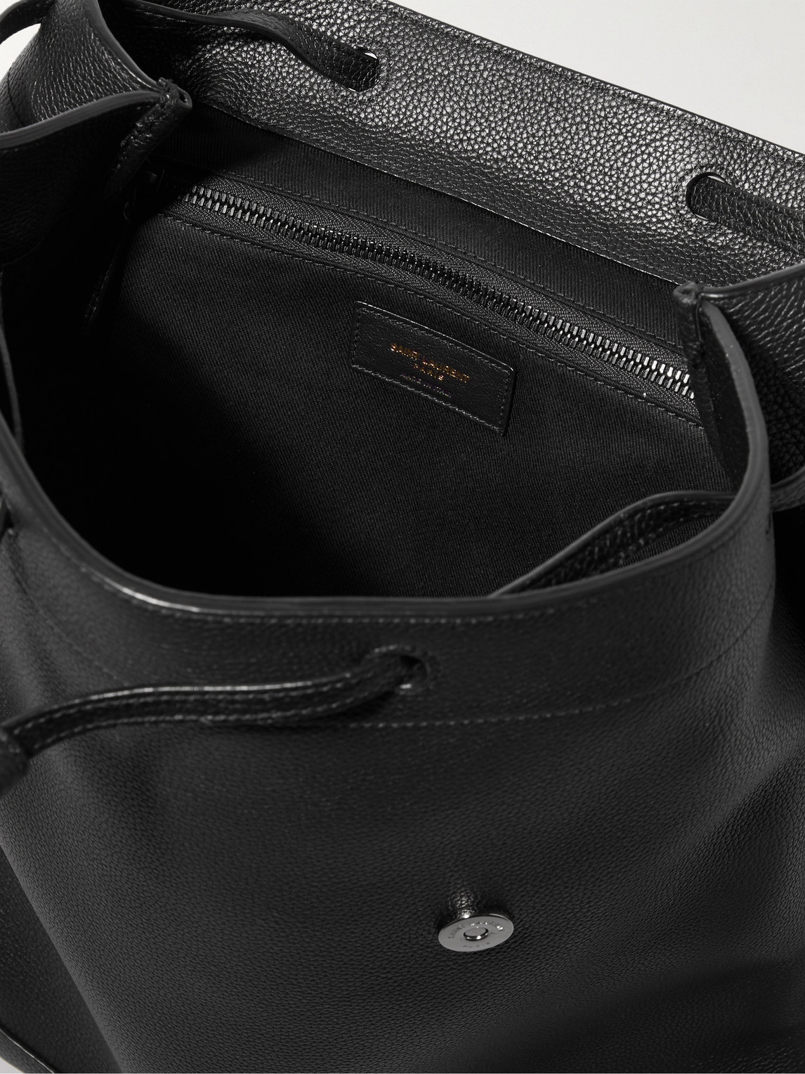 Shop Saint Laurent Full-grain Leather Backpack In Black