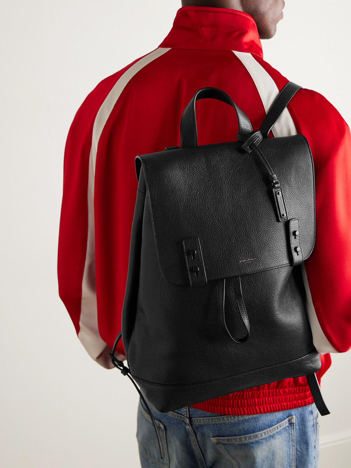 Shop Saint Laurent Full-grain Leather Backpack In Black