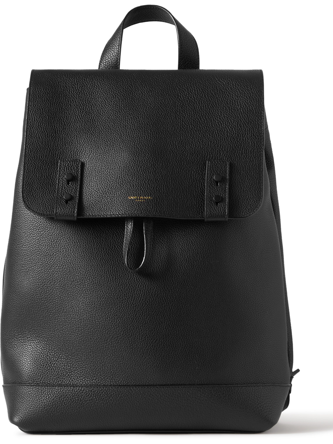 Saint Laurent Full-grain Leather Backpack In Black