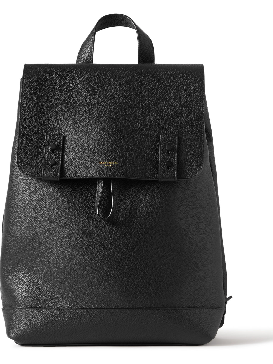 Saint Laurent Full-grain Leather Backpack In Black