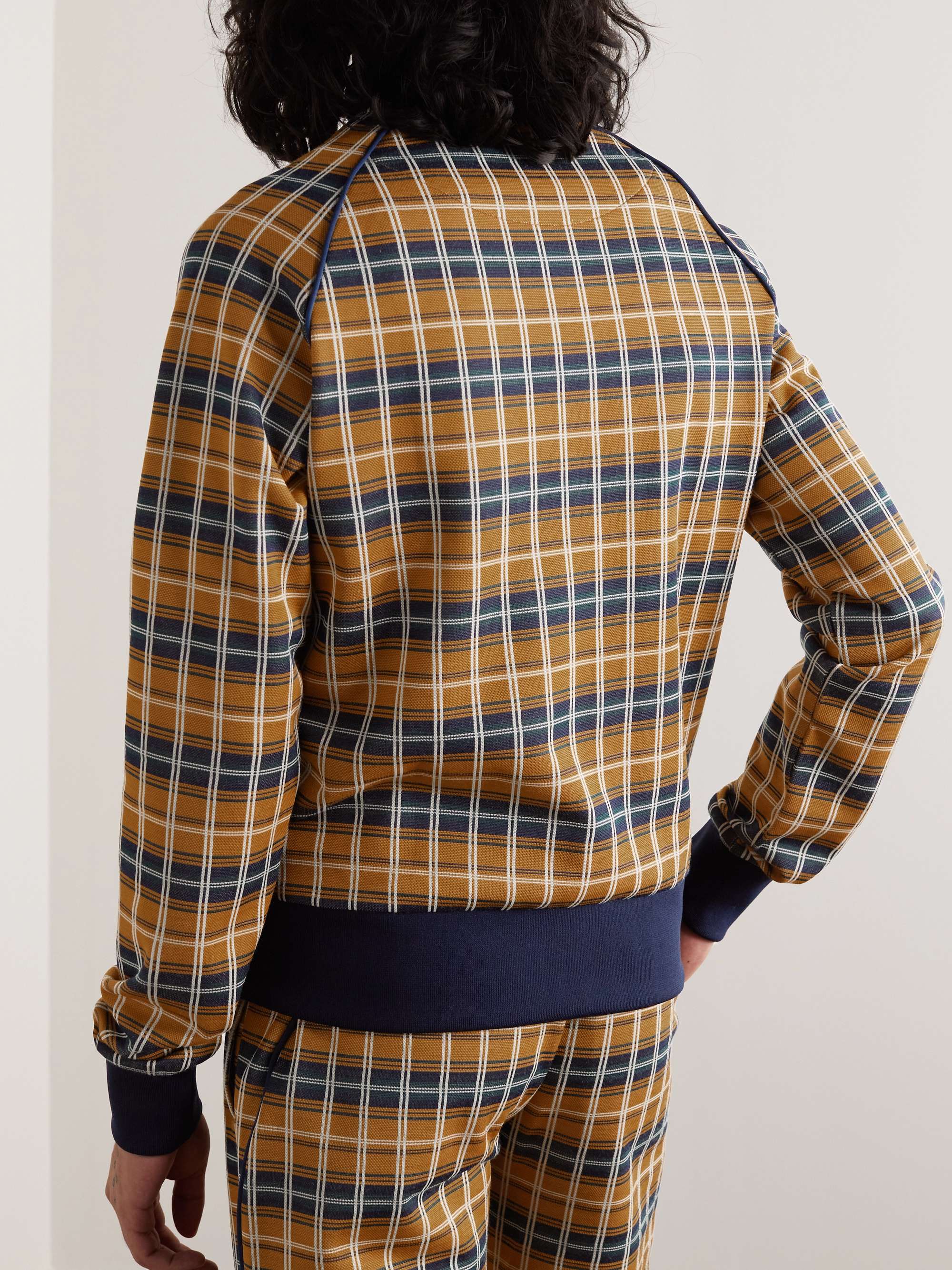 WALES BONNER Logo-Embroidered Checked Recycled-Jersey Track Jacket