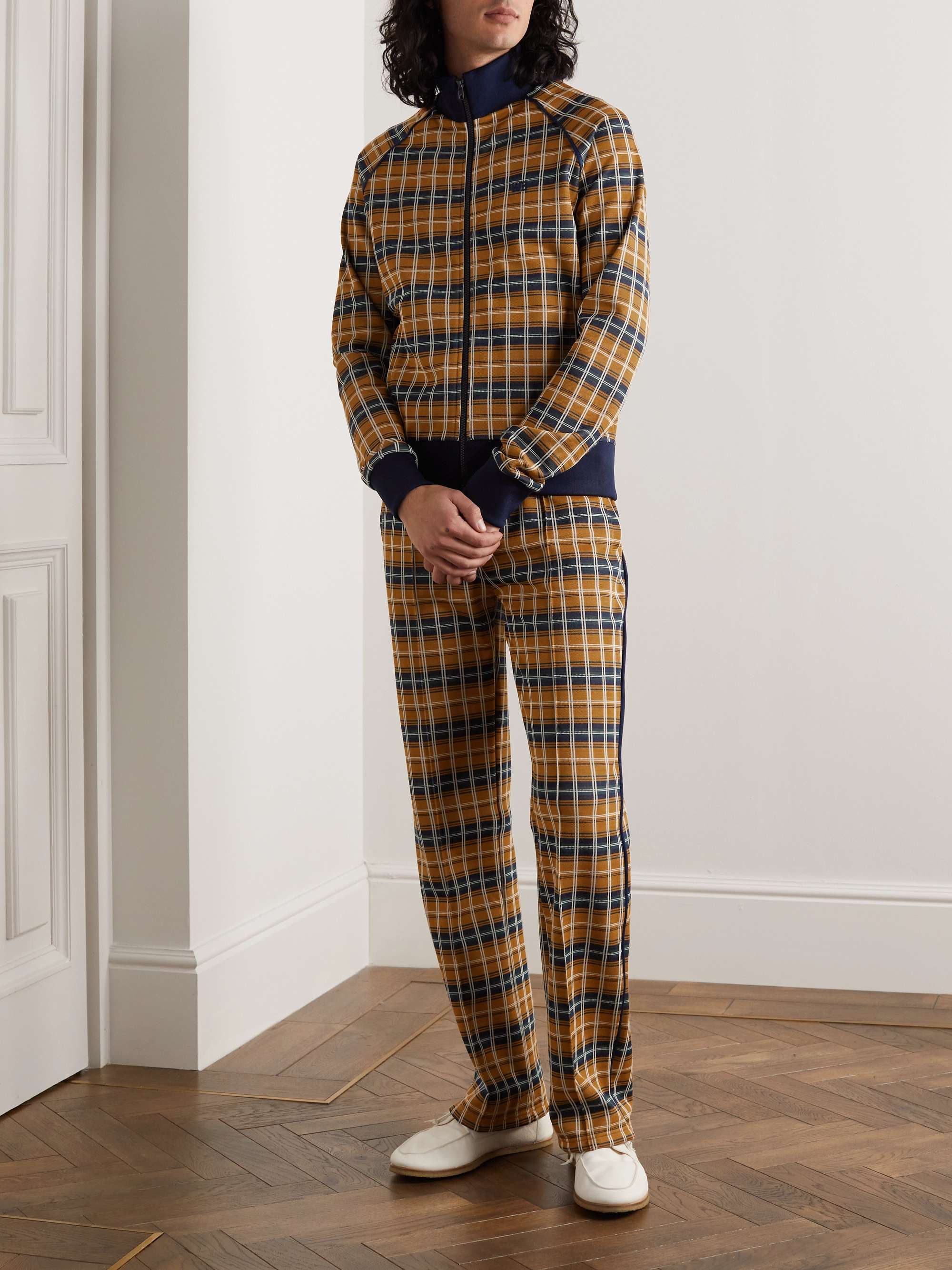 WALES BONNER Logo-Embroidered Checked Recycled-Jersey Track Jacket