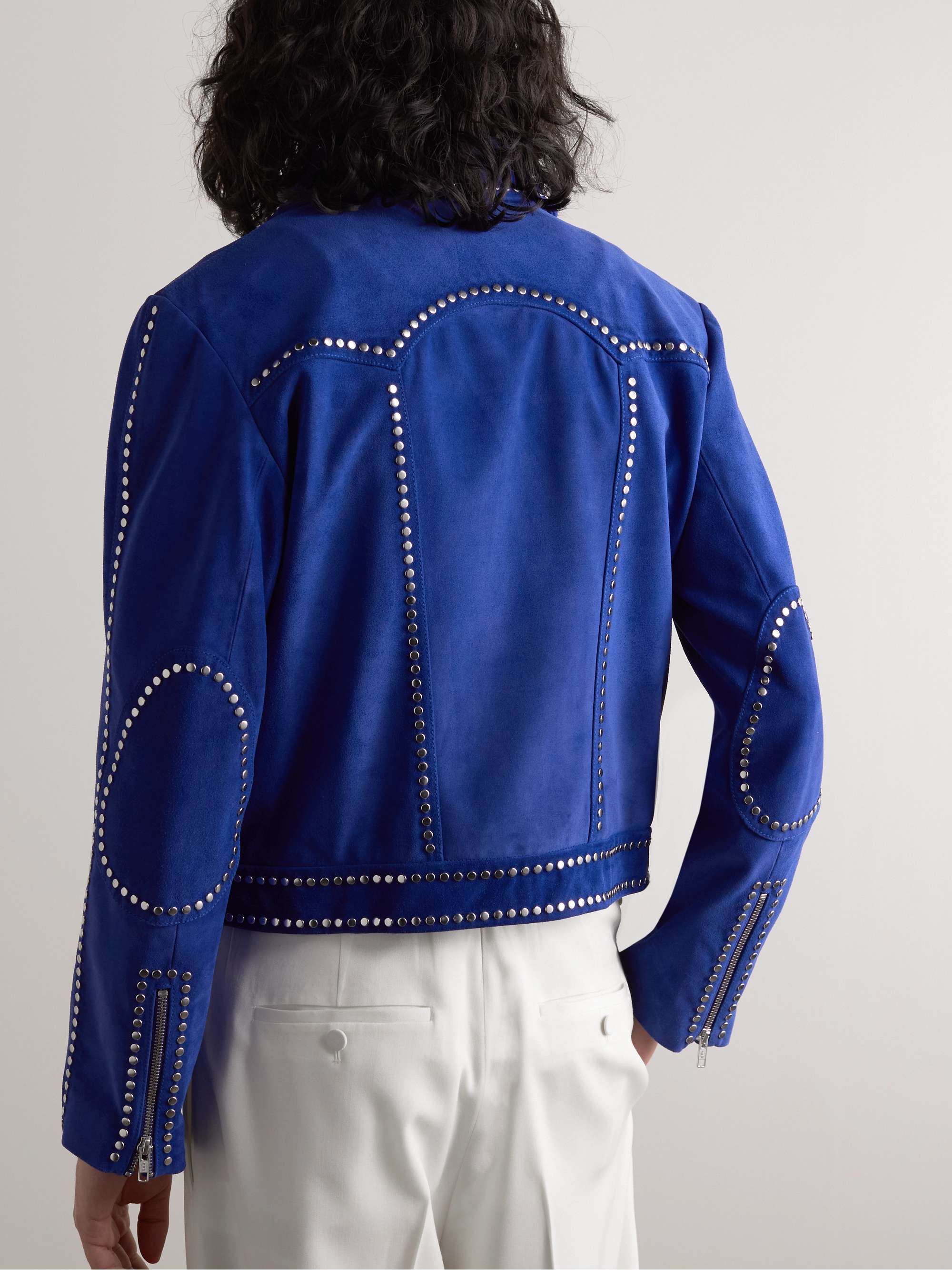 WALES BONNER Studded Suede Biker Jacket