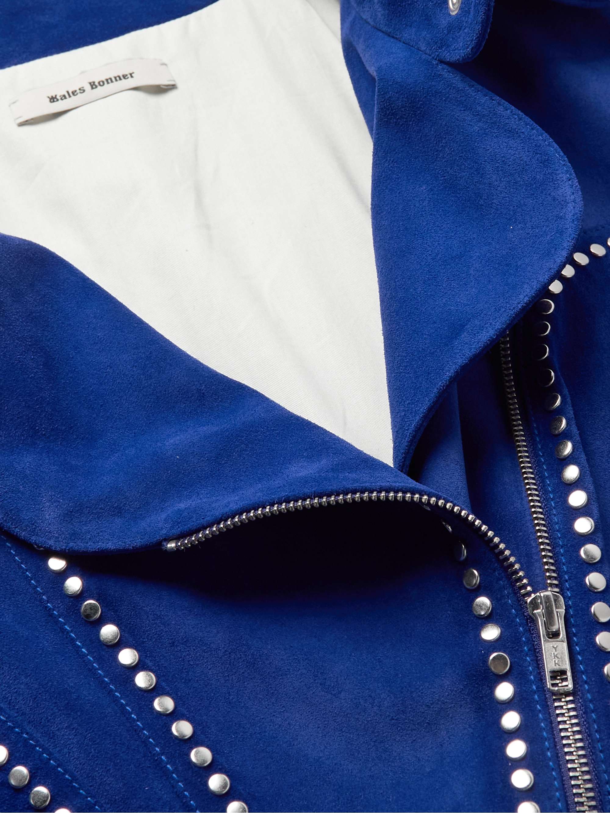 WALES BONNER Studded Suede Biker Jacket