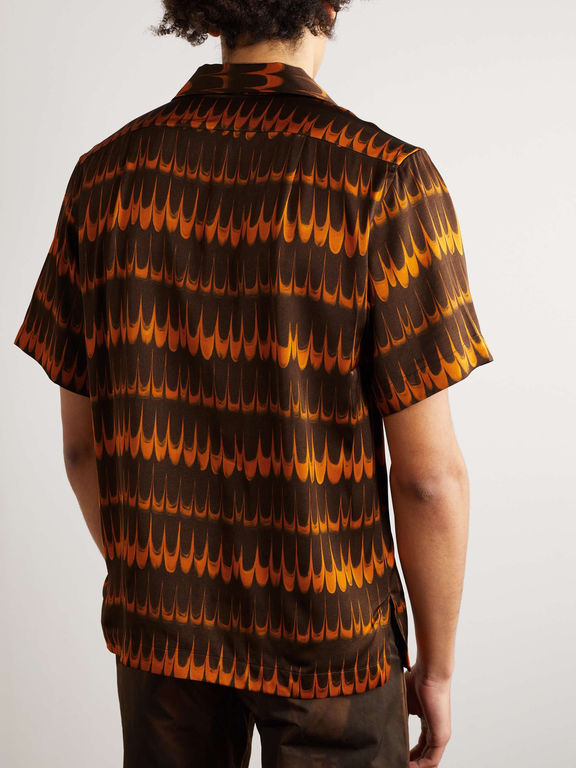 WALES BONNER Camp-Collar Logo-Embroidered Printed Satin Shirt