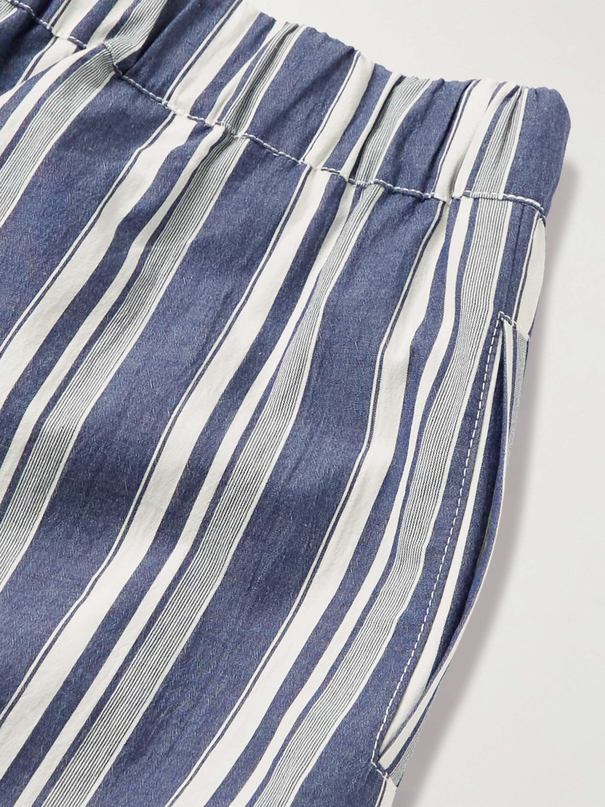 WALES BONNER Xalam Wide-Leg Striped Cotton Drawstring Shorts