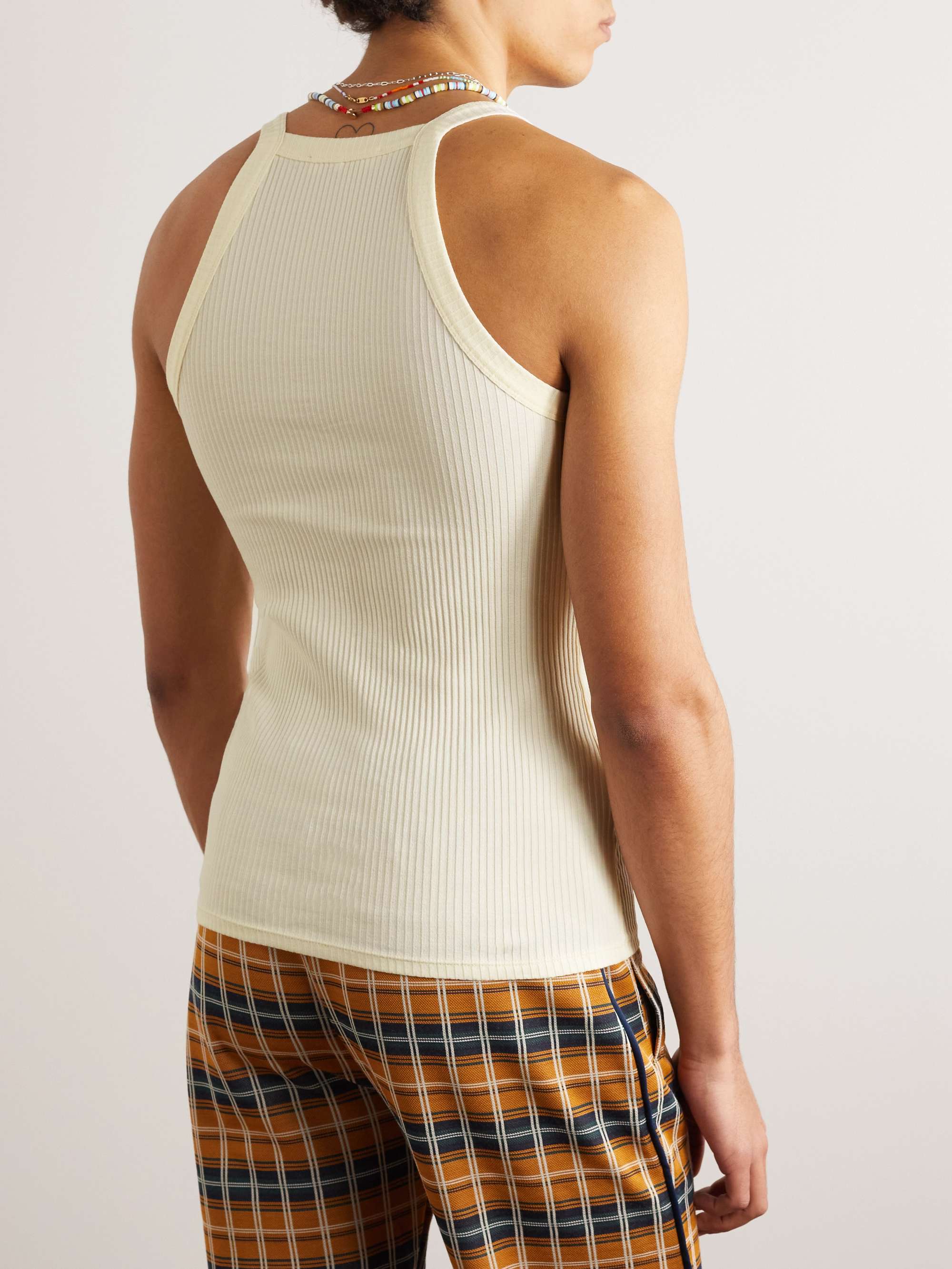 WALES BONNER Ribbed Stretch-Organic Cotton Tank Top