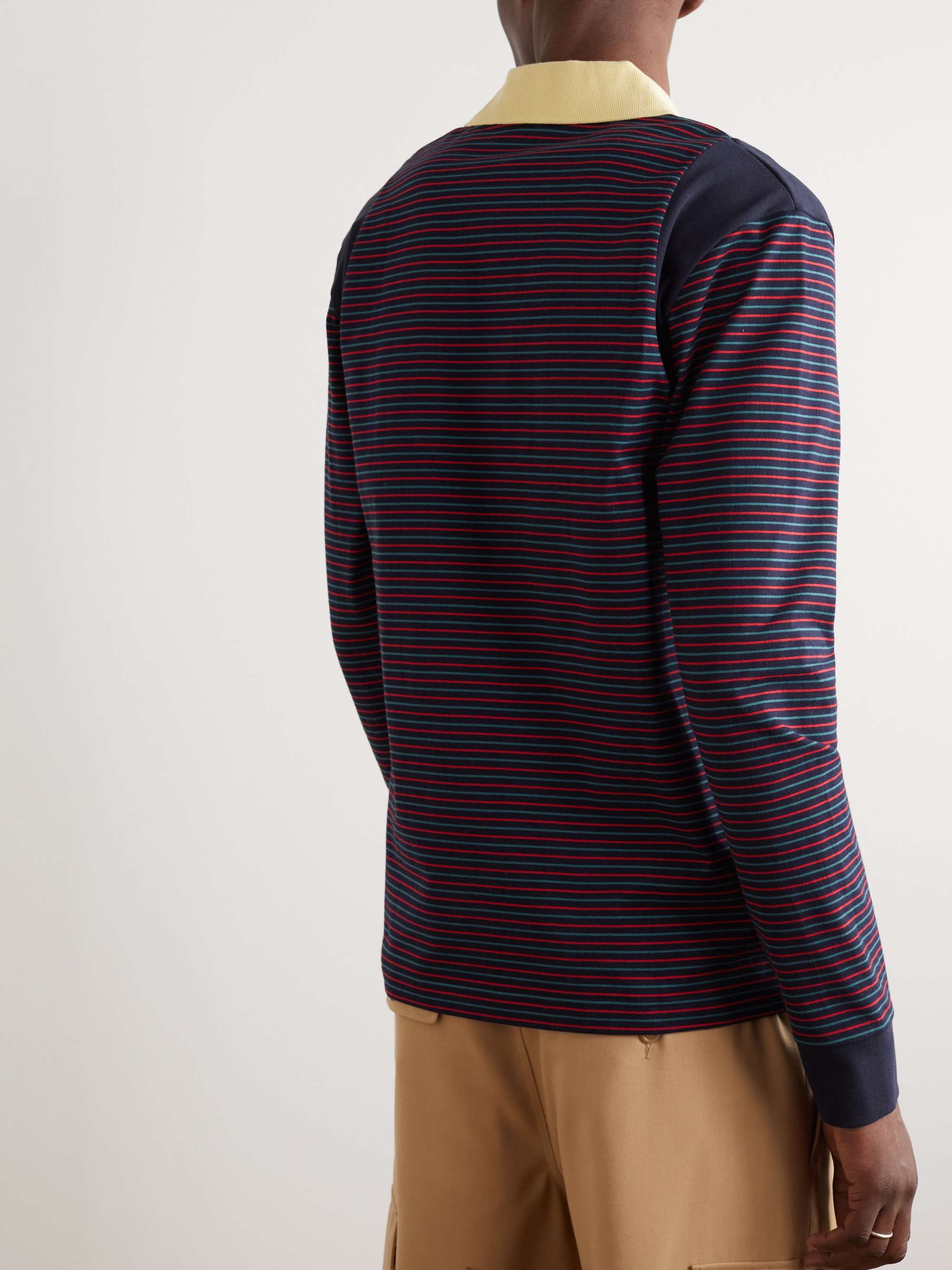 WALES BONNER Sonic Slim-Fit Striped Cotton-Blend Jersey Polo Shirt