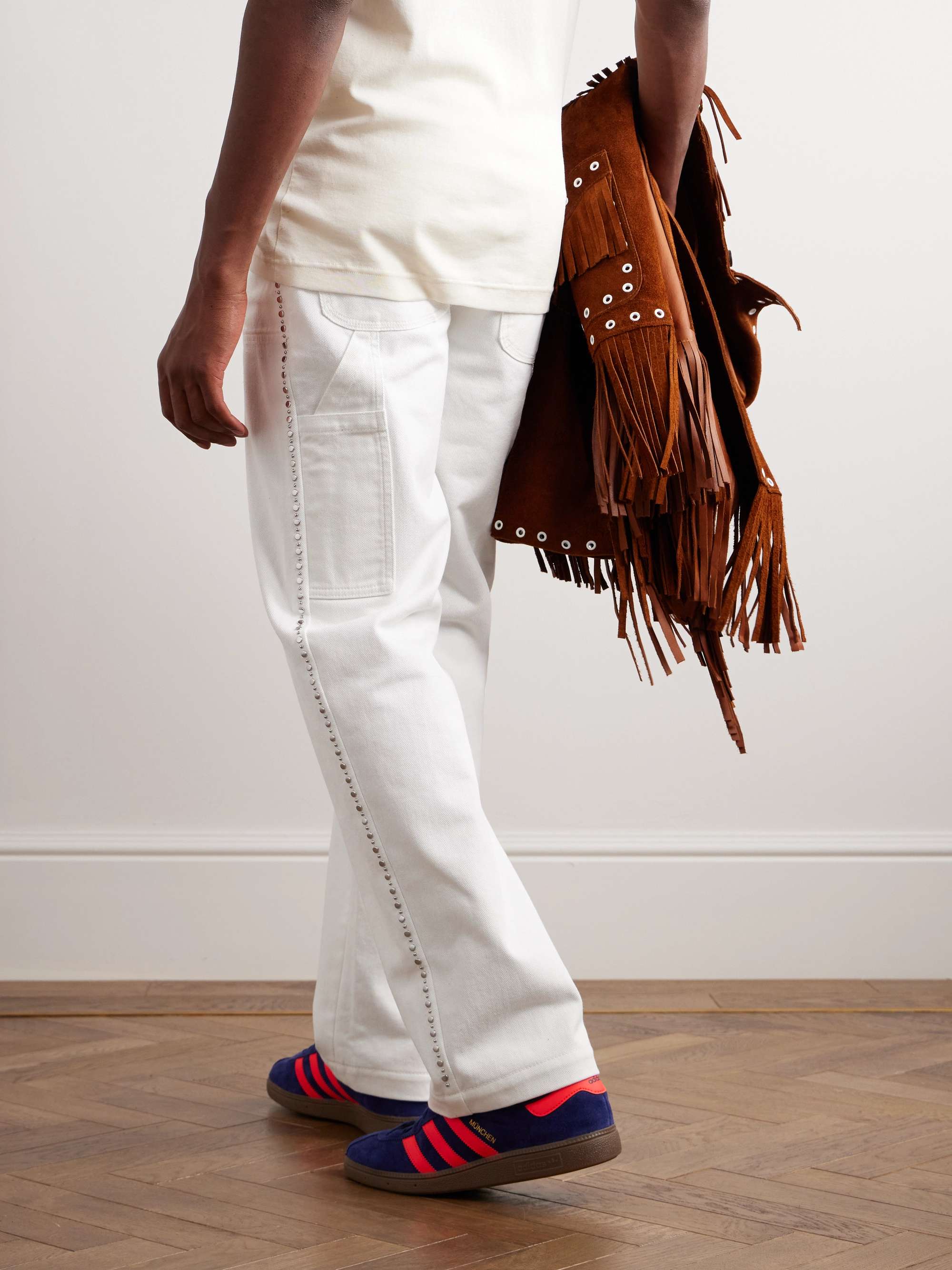 WALES BONNER Kwame Straight-Leg Studded Organic Denim Jeans
