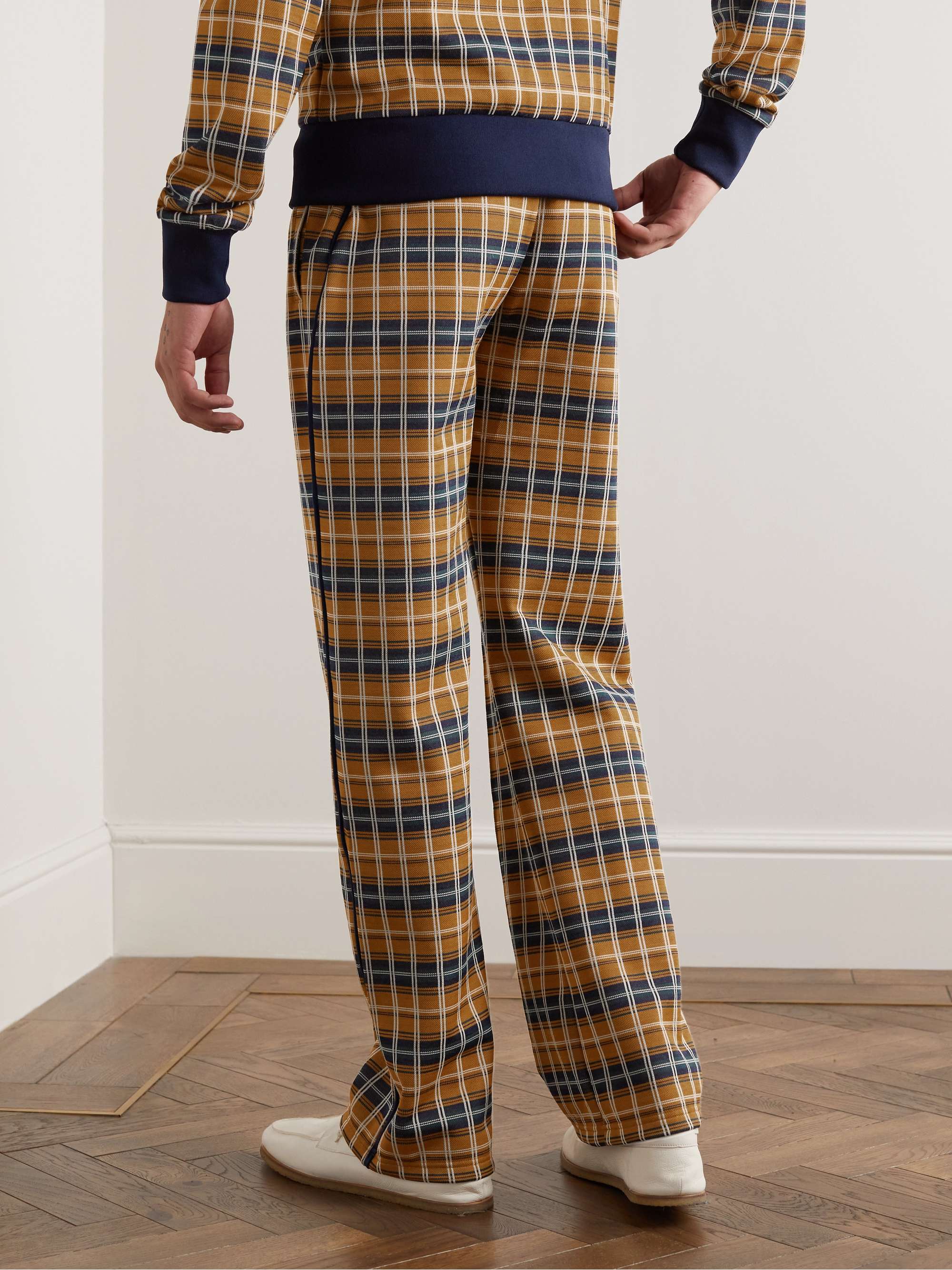 WALES BONNER Straight-Leg Checked Recycled-Jersey Track Pants