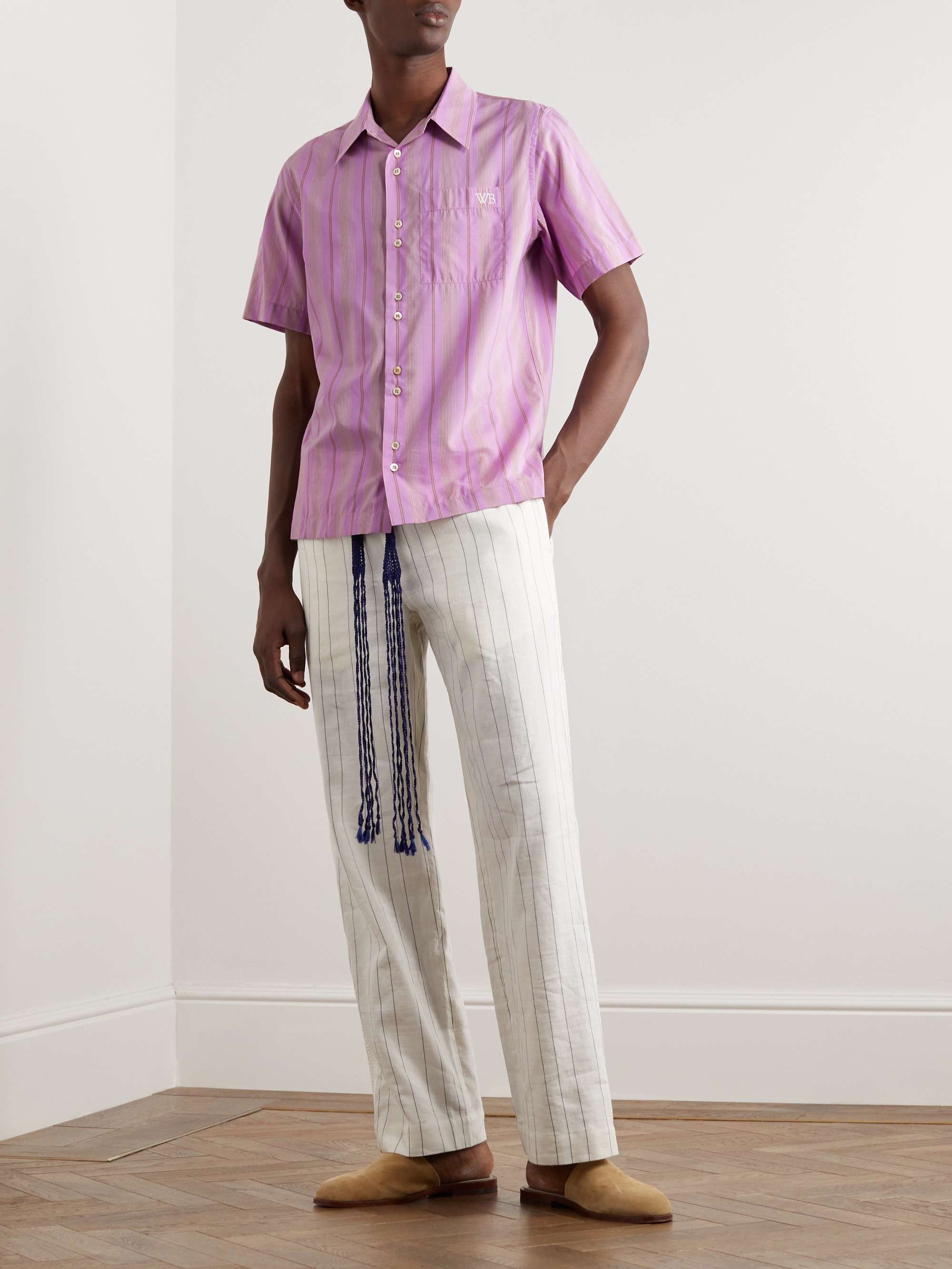 WALES BONNER Stripe Rhythm Striped Cotton-Blend Shirt