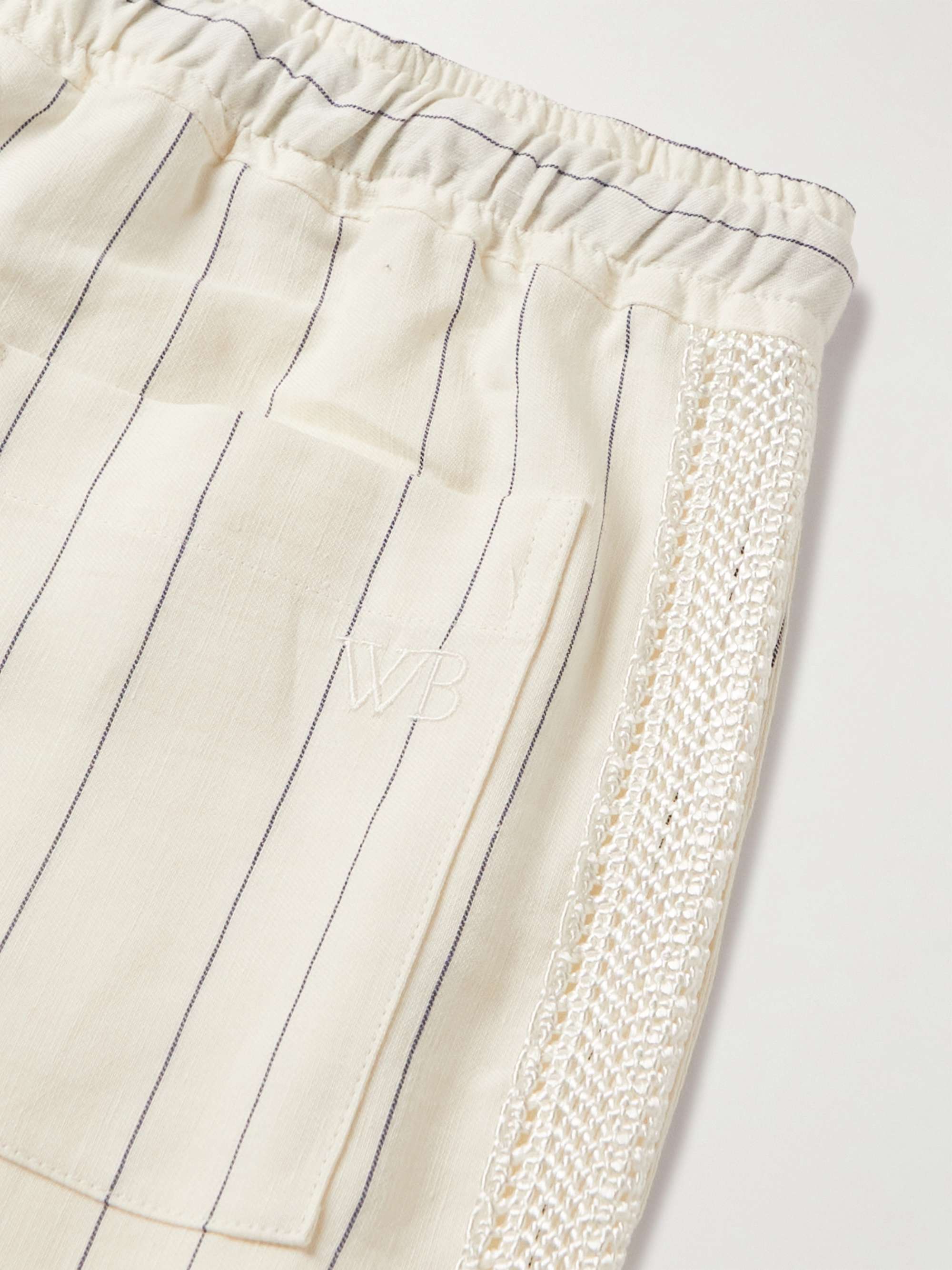 WALES BONNER Straight-Leg Crochet-Trimmed Linen and Cotton-Blend Pyjama Trousers