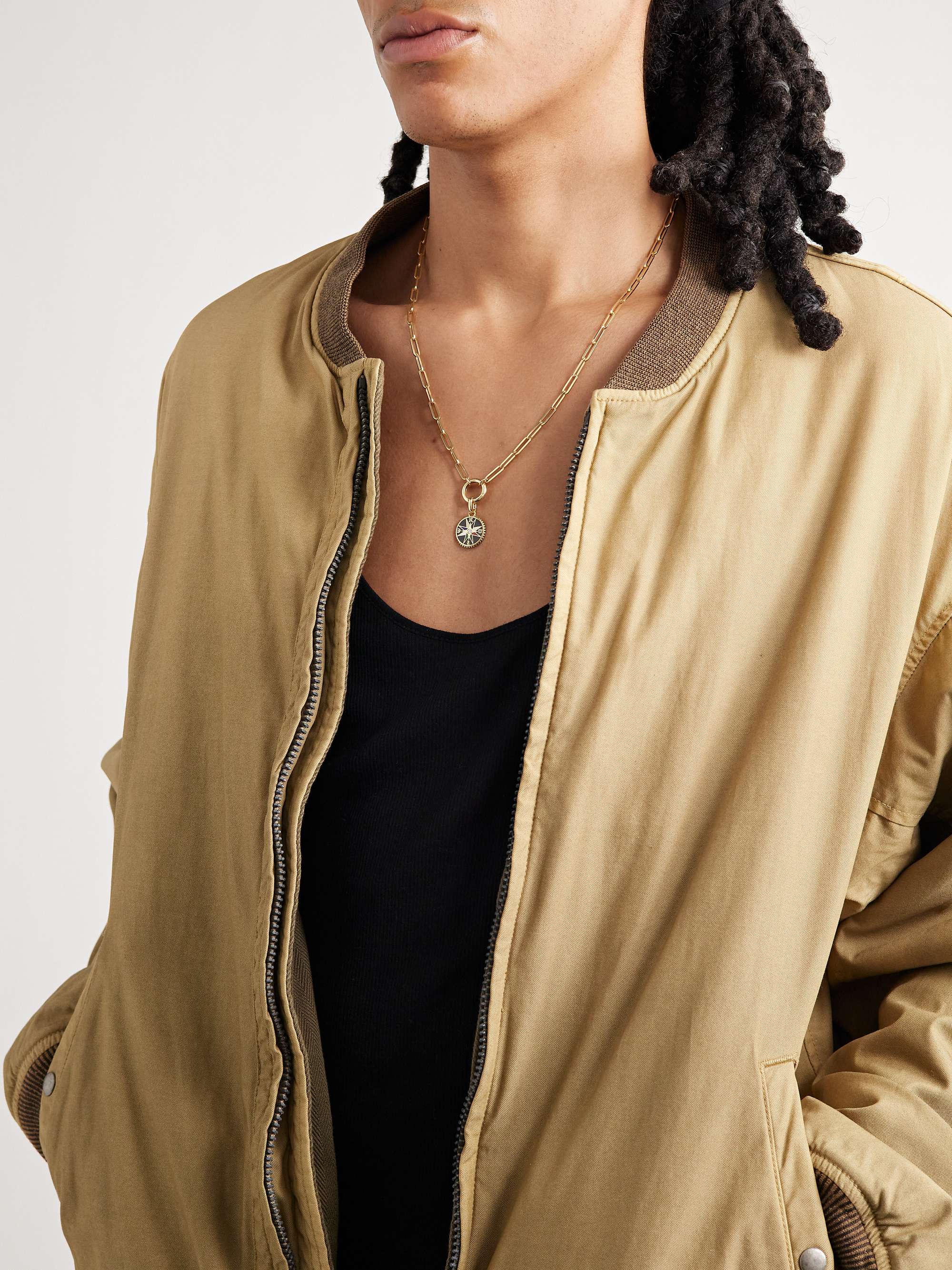 FOUNDRAE Internal Compass Gold, Diamond and Enamel Pendant