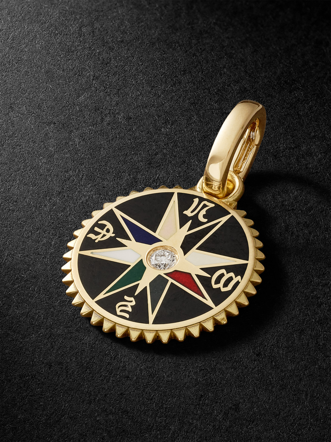 Foundrae Internal Compass 18-karat Gold, Diamond And Enamel Pendant