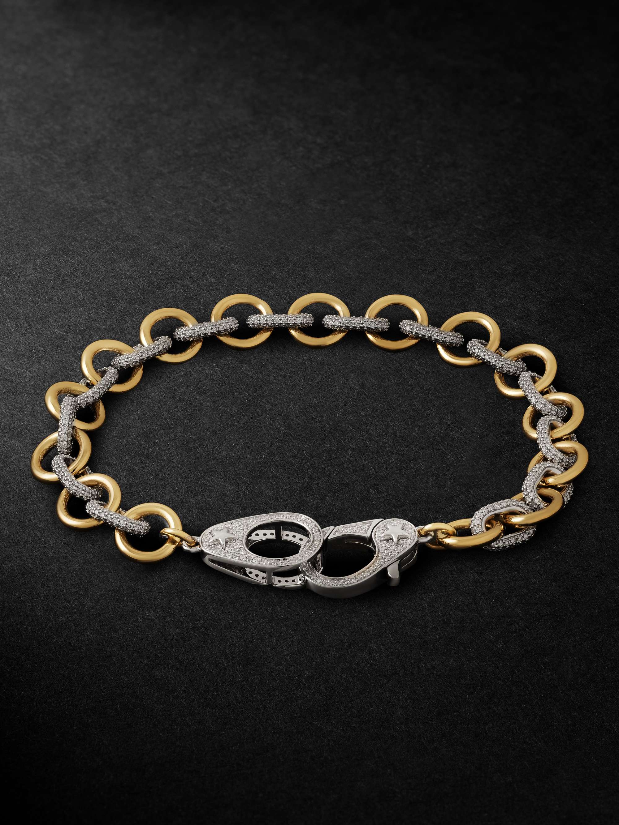 FOUNDRAE Midsized Mixed Link Yellow and White Gold Diamond Bracelet