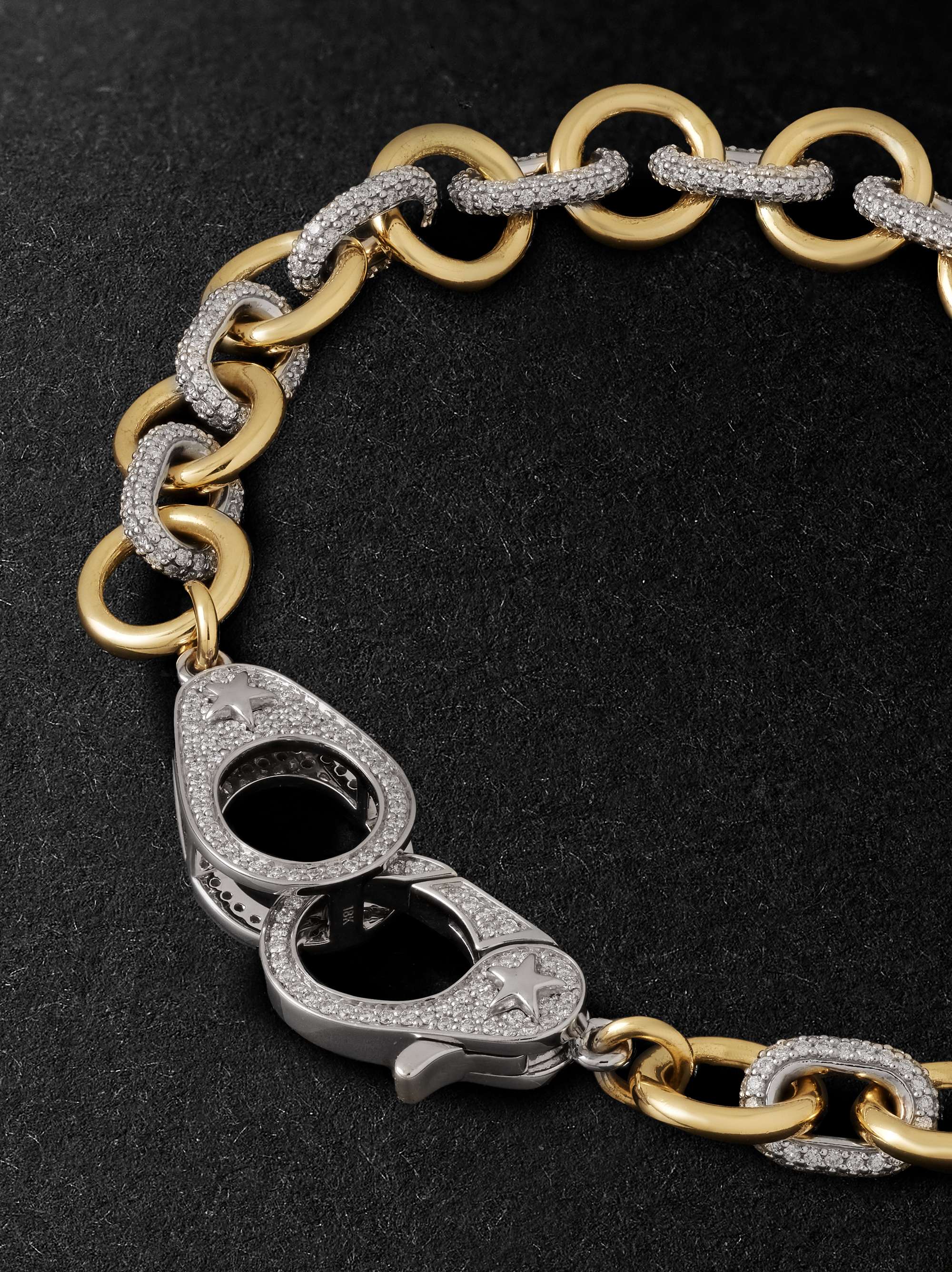 FOUNDRAE Midsized Mixed Link Yellow and White Gold Diamond Bracelet