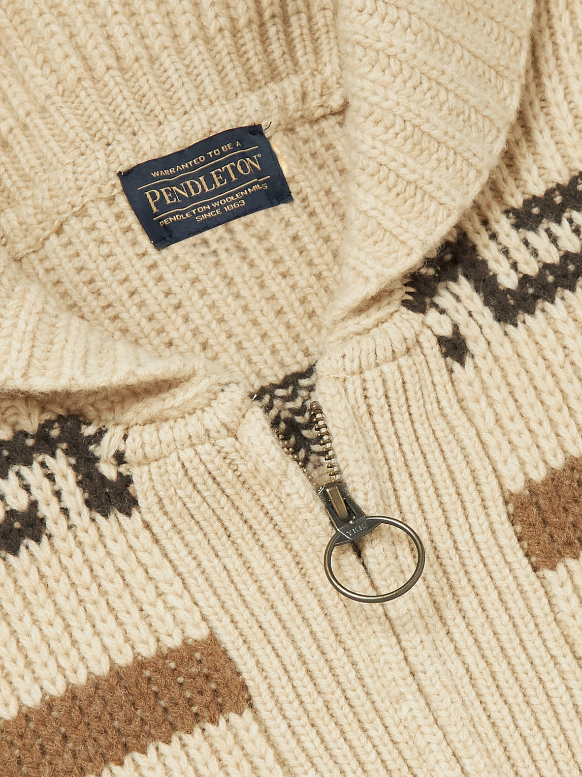 Shop Pendleton The Original Westerley Jacquard-knit Wool Cardigan In Brown