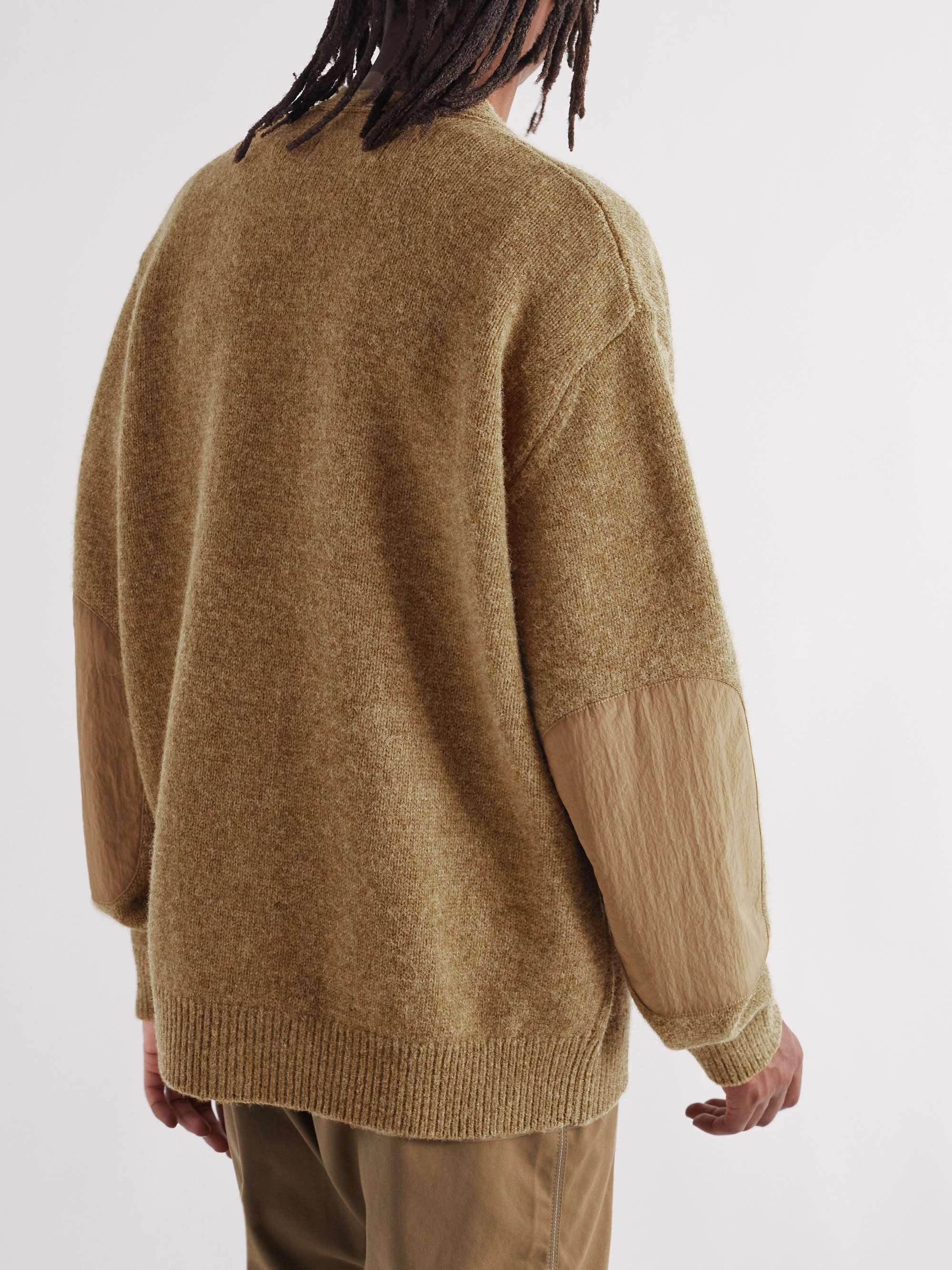 Logo-Embroidered Shell-Trimmed Shetland Wool Cardigan