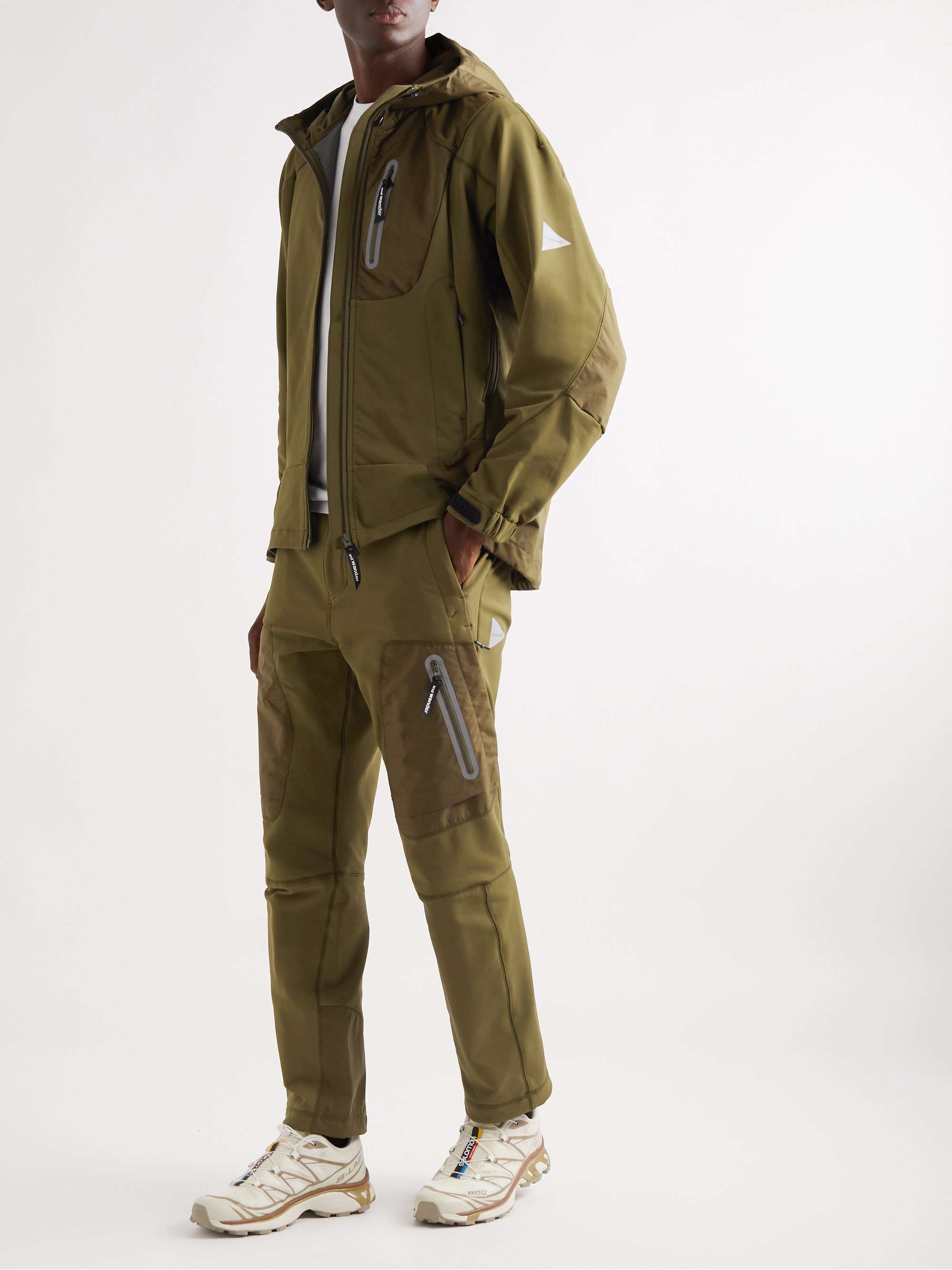 Straight-Leg Belted Stretch-Shell Trousers