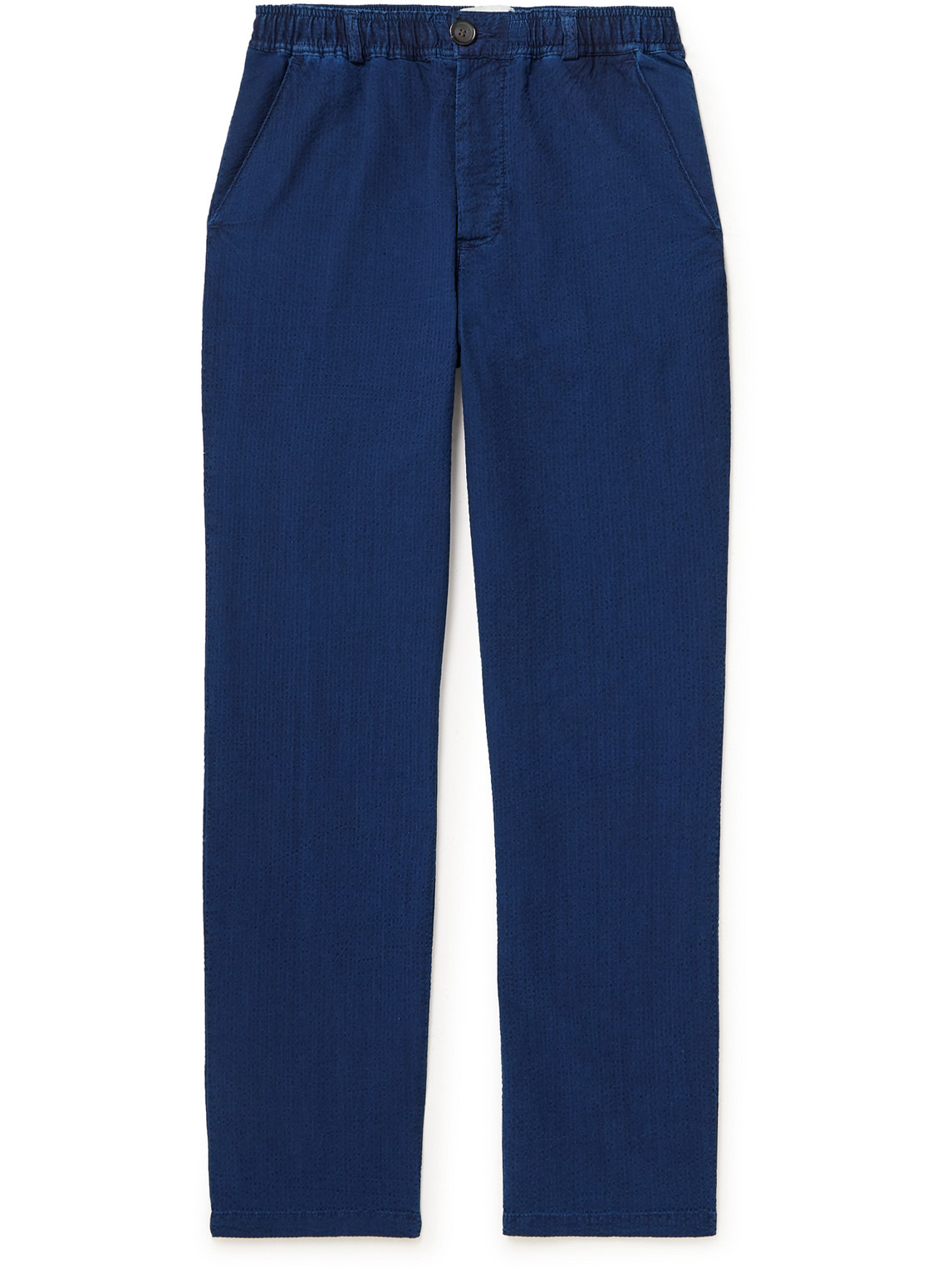 Oliver Spencer Fishtail Organic Cotton Straight Pants In Blue