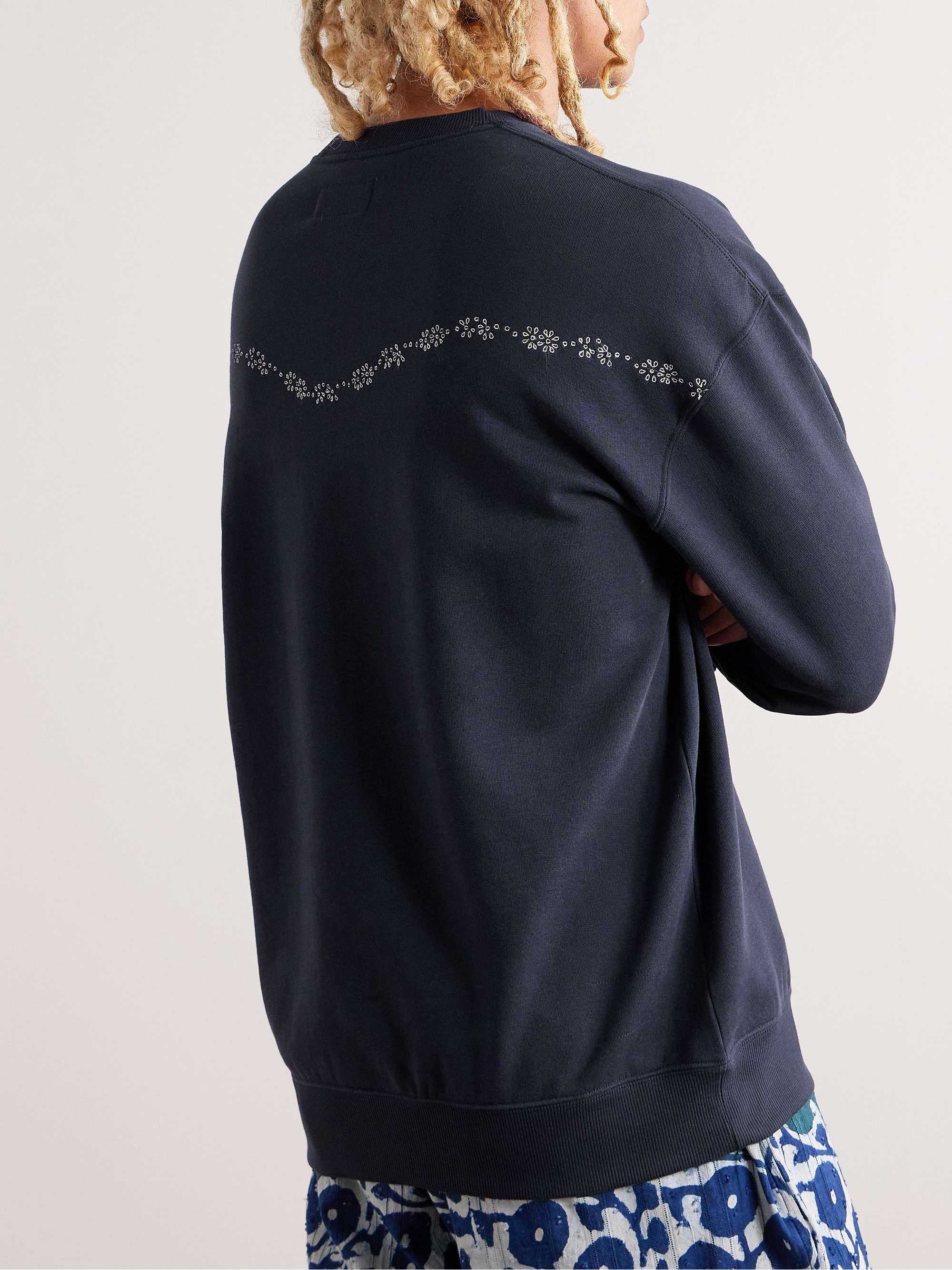 UNIVERSAL WORKS + Flower Mountain Embroidered Cotton-Jersey Sweatshirt