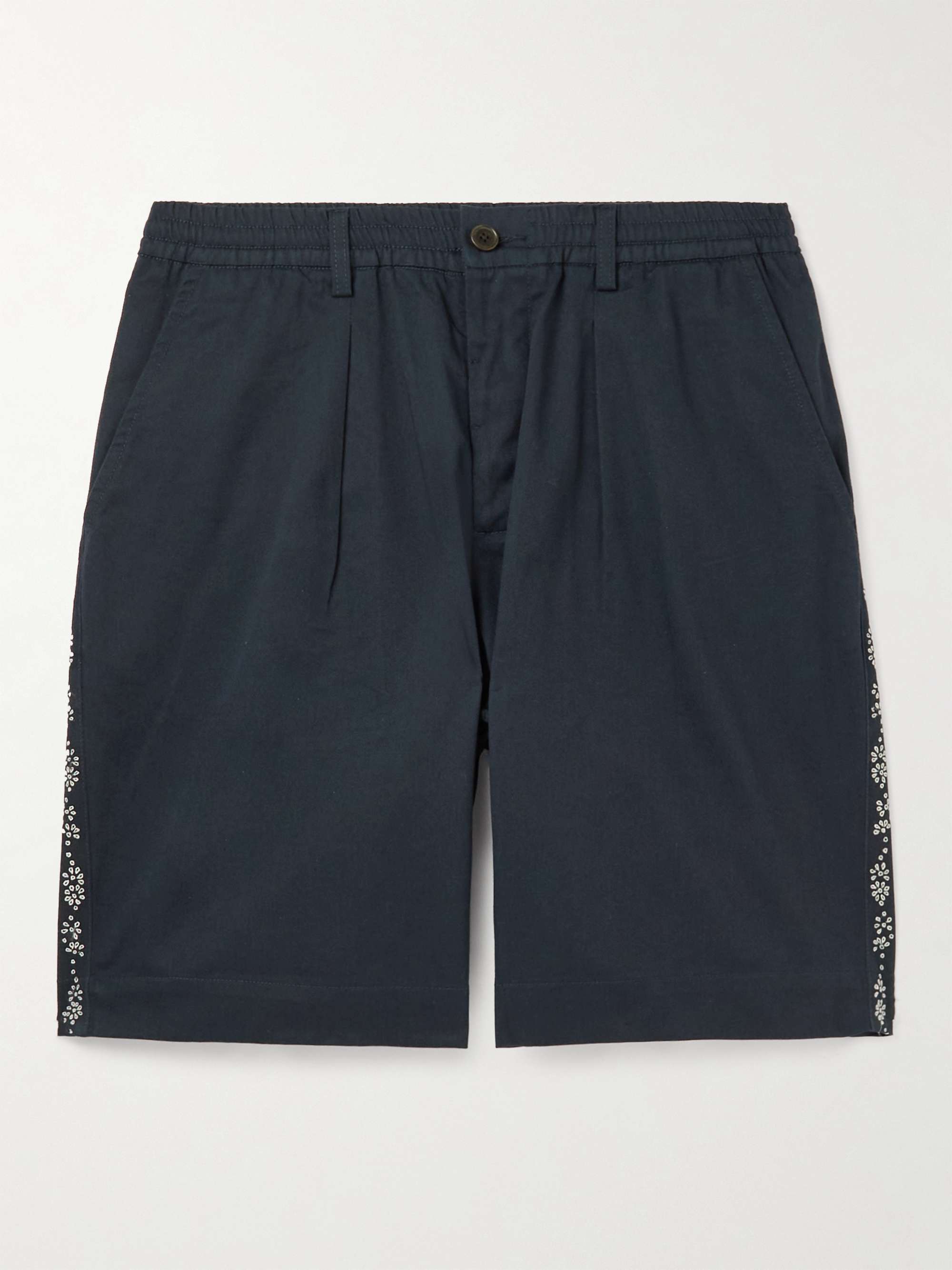 UNIVERSAL WORKS Straight-Leg Embroidered Cotton-Twill Shorts for Men ...