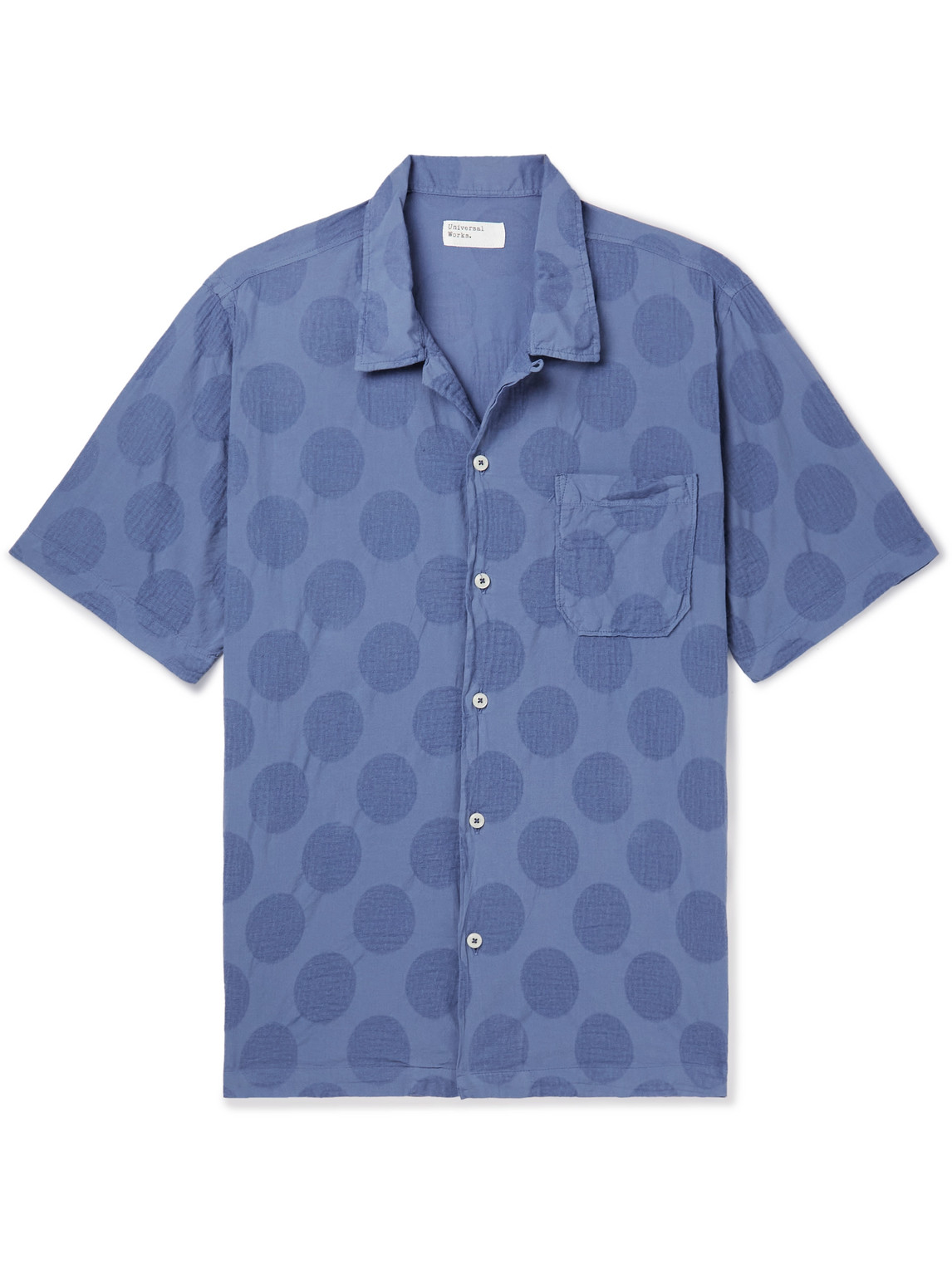 Universal Works Dot Cotton Road Shirt In Blue