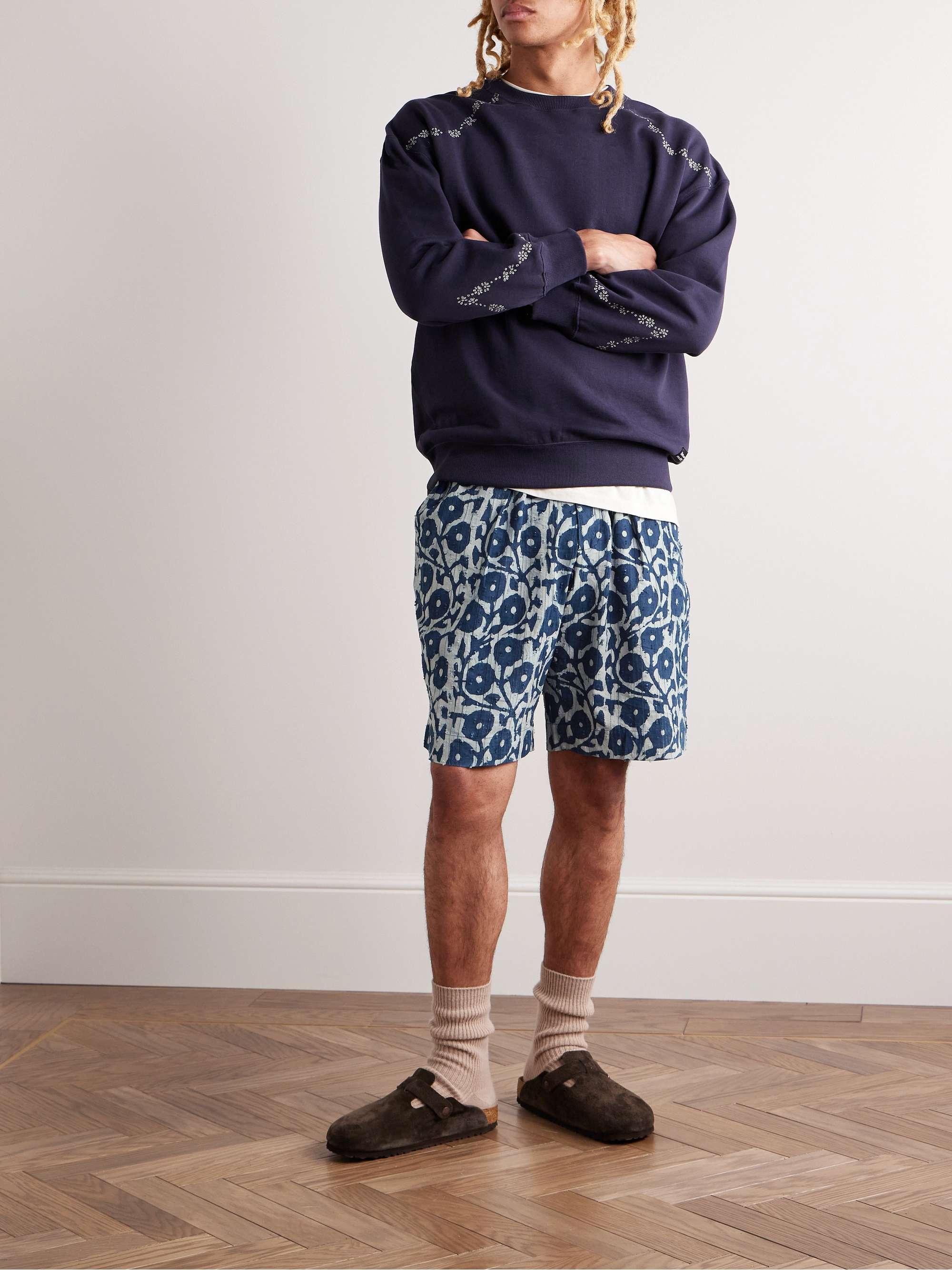 UNIVERSAL WORKS Straight-Leg Cotton-Jacquard Shorts