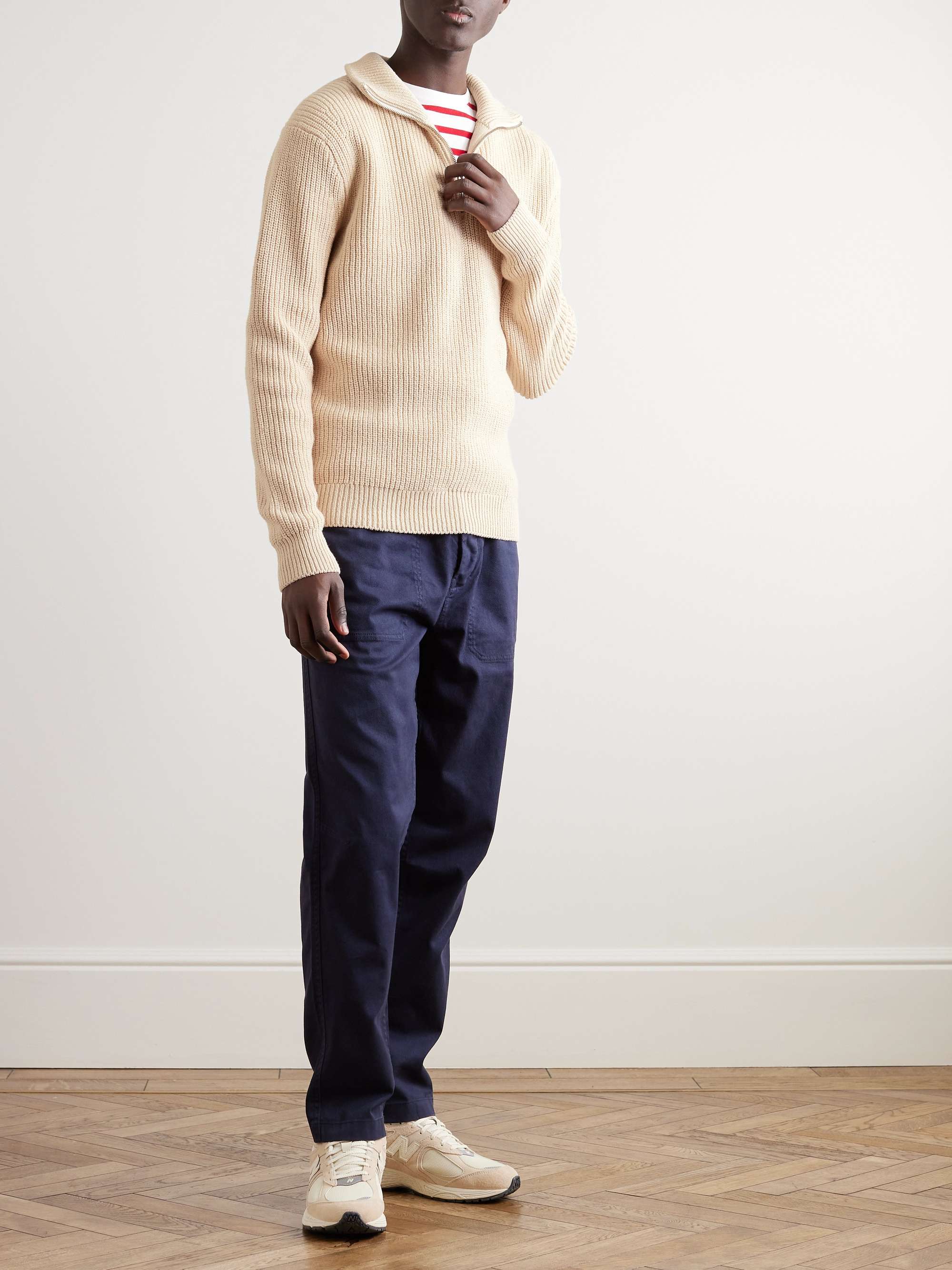 ALEX MILL Half-Zip Cotton Sweater