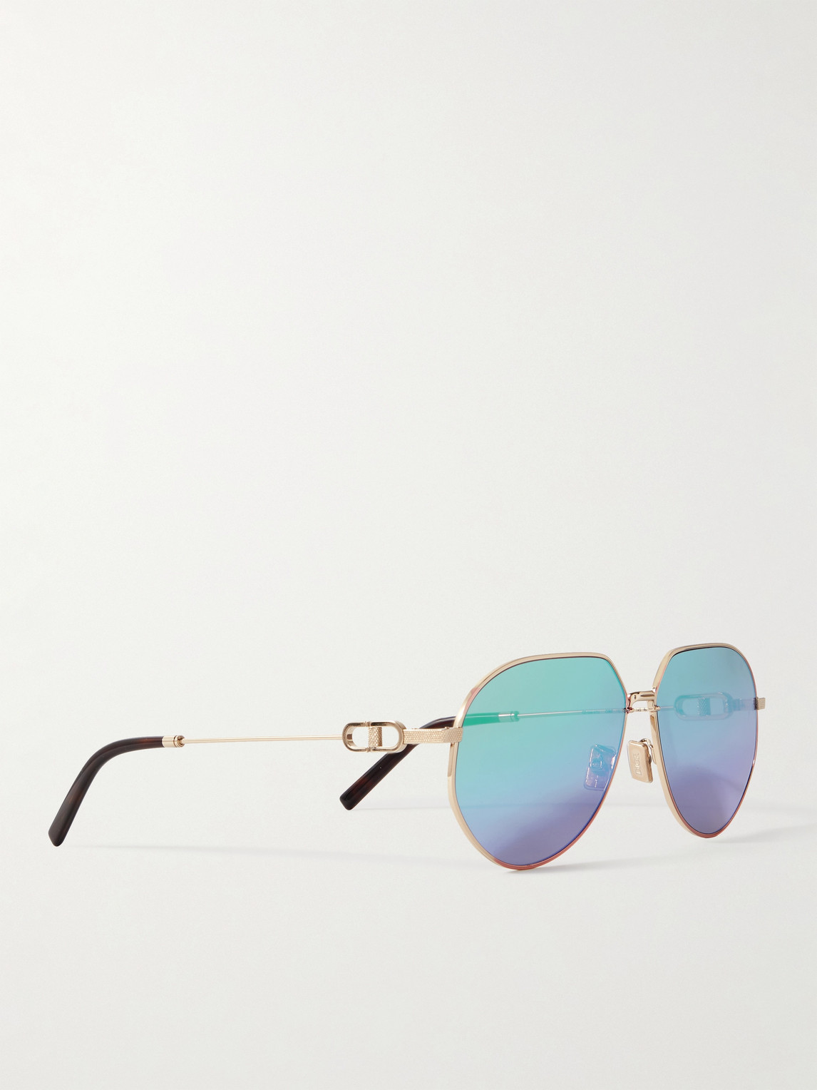 Shop Dior Cd Link A1u Round-frame Gold-tone Sunglasses