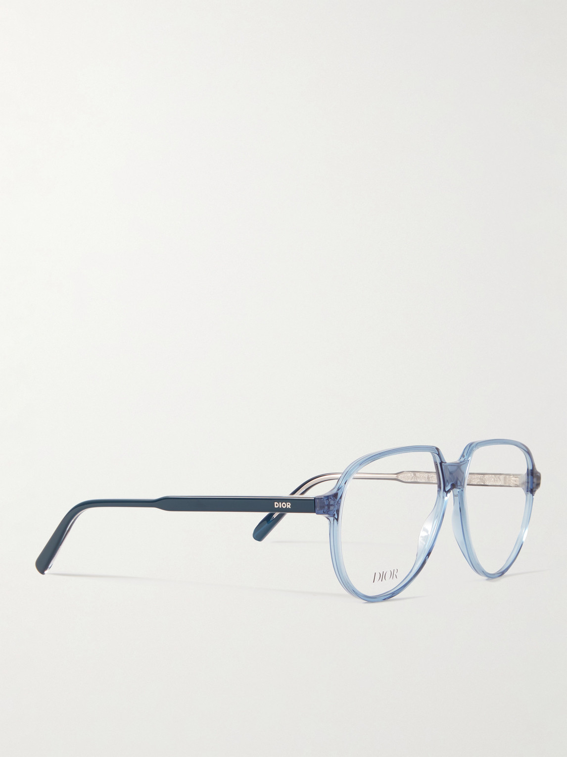 Shop Dior In O A1i Aviator-style Acetate And Silver-tone Optical Glasses In Blue