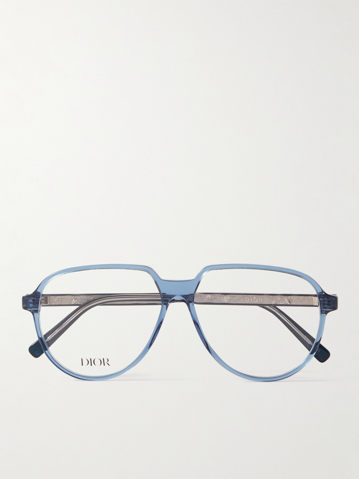 Dior In A1i Aviator-style Acetate And Silver-tone Optical Glasses In Blue