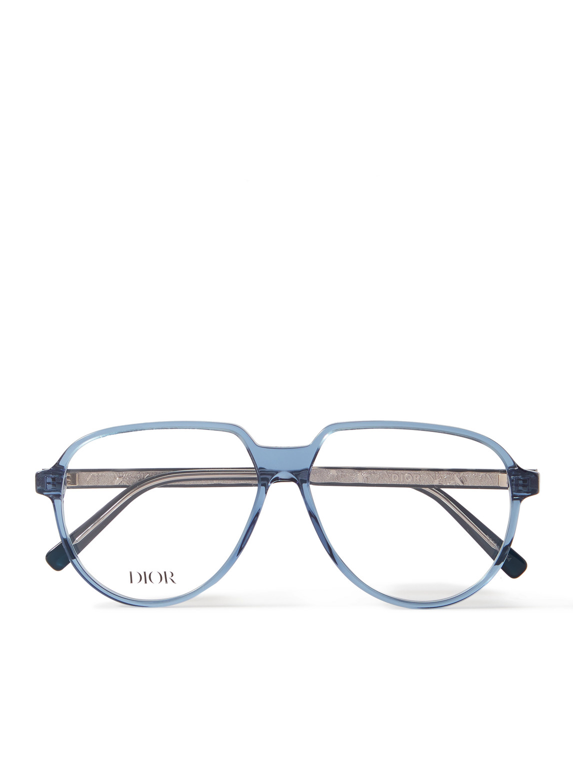 Dior In A1i Aviator-style Acetate And Silver-tone Optical Glasses In Blue