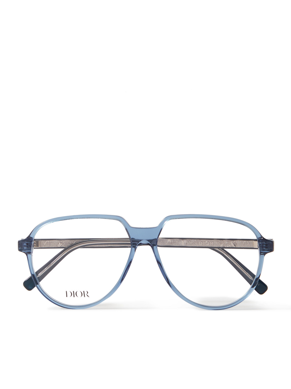 InDior O A1I Aviator-Style Acetate and Silver-Tone Optical Glasses