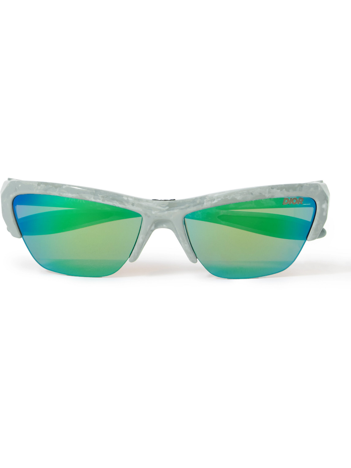 Dior Bay S1u Rectangular-frame Acetate Mirrored Sunglasses In Green