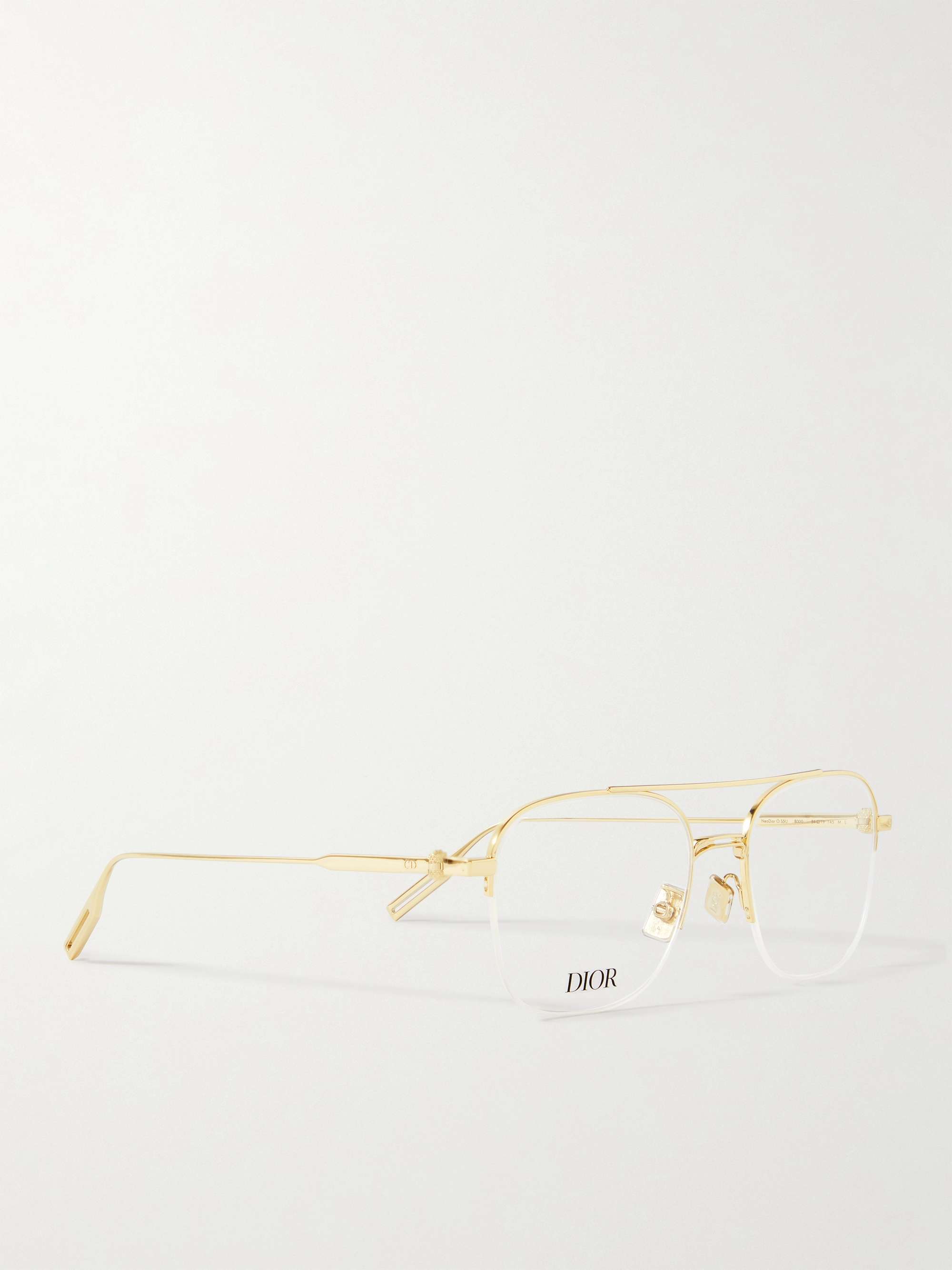 DIOR EYEWEAR NeoDior O S5U Aviator-Style Gold-Tone Optical Glasses