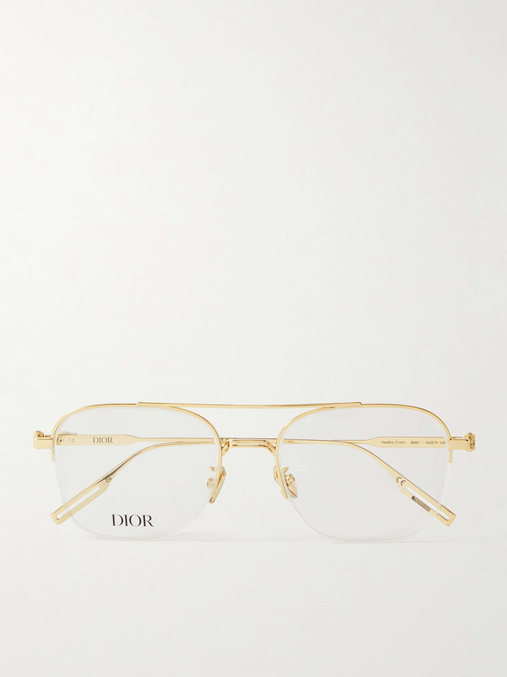DIOR EYEWEAR NeoDior O S5U Aviator-Style Gold-Tone Optical Glasses