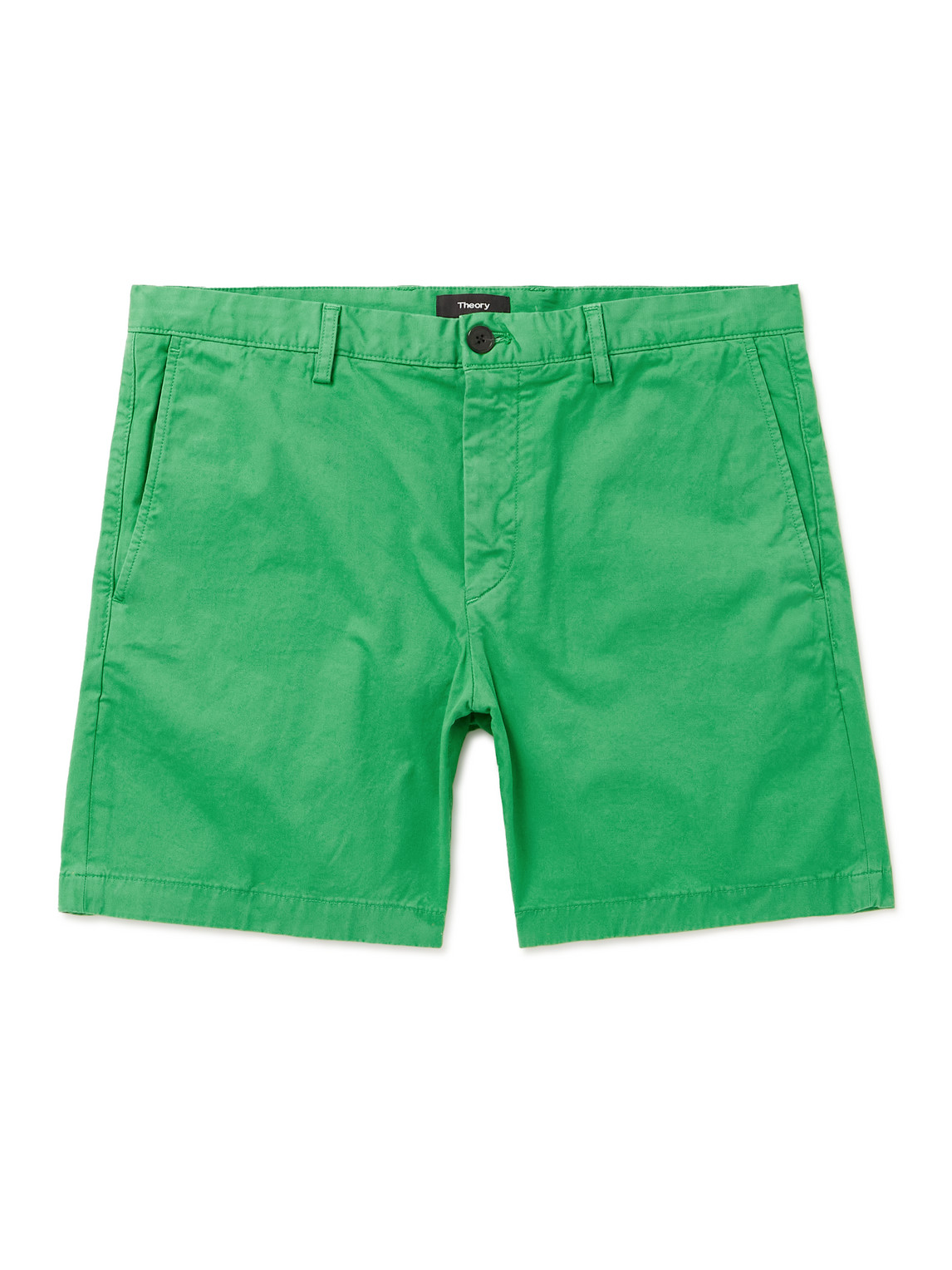 Theory Zaine Straight-leg Stretch-cotton Chino Shorts In Green