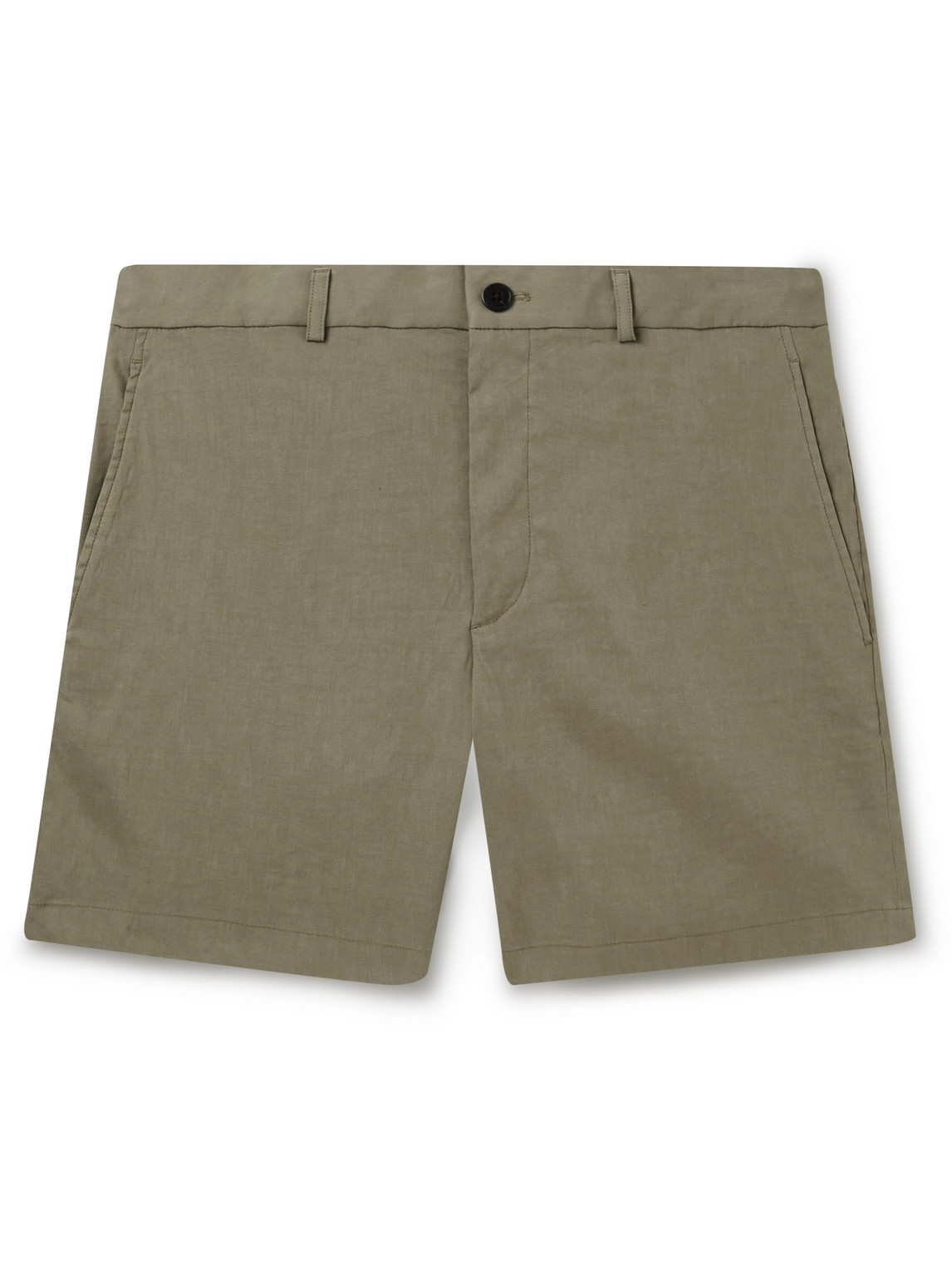 Theory Curtis Straight-leg Linen-blend Shorts In Green