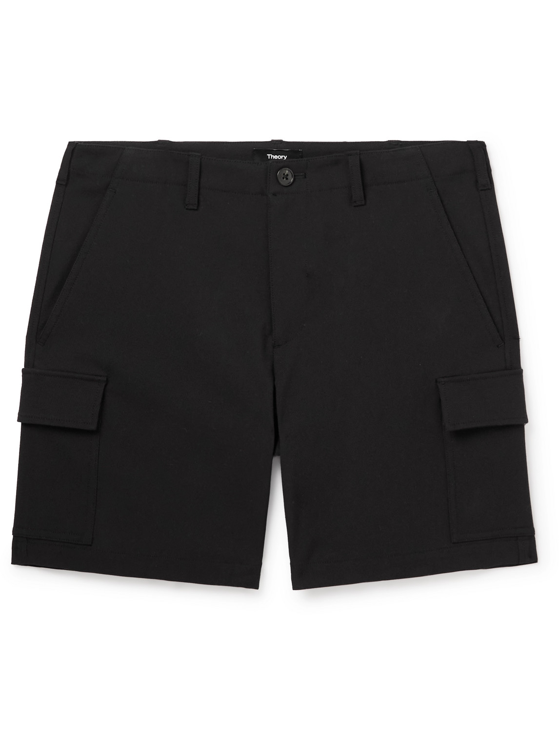 Theory Zaine Straight-leg Cotton-blend Twill Cargo Shorts In Black