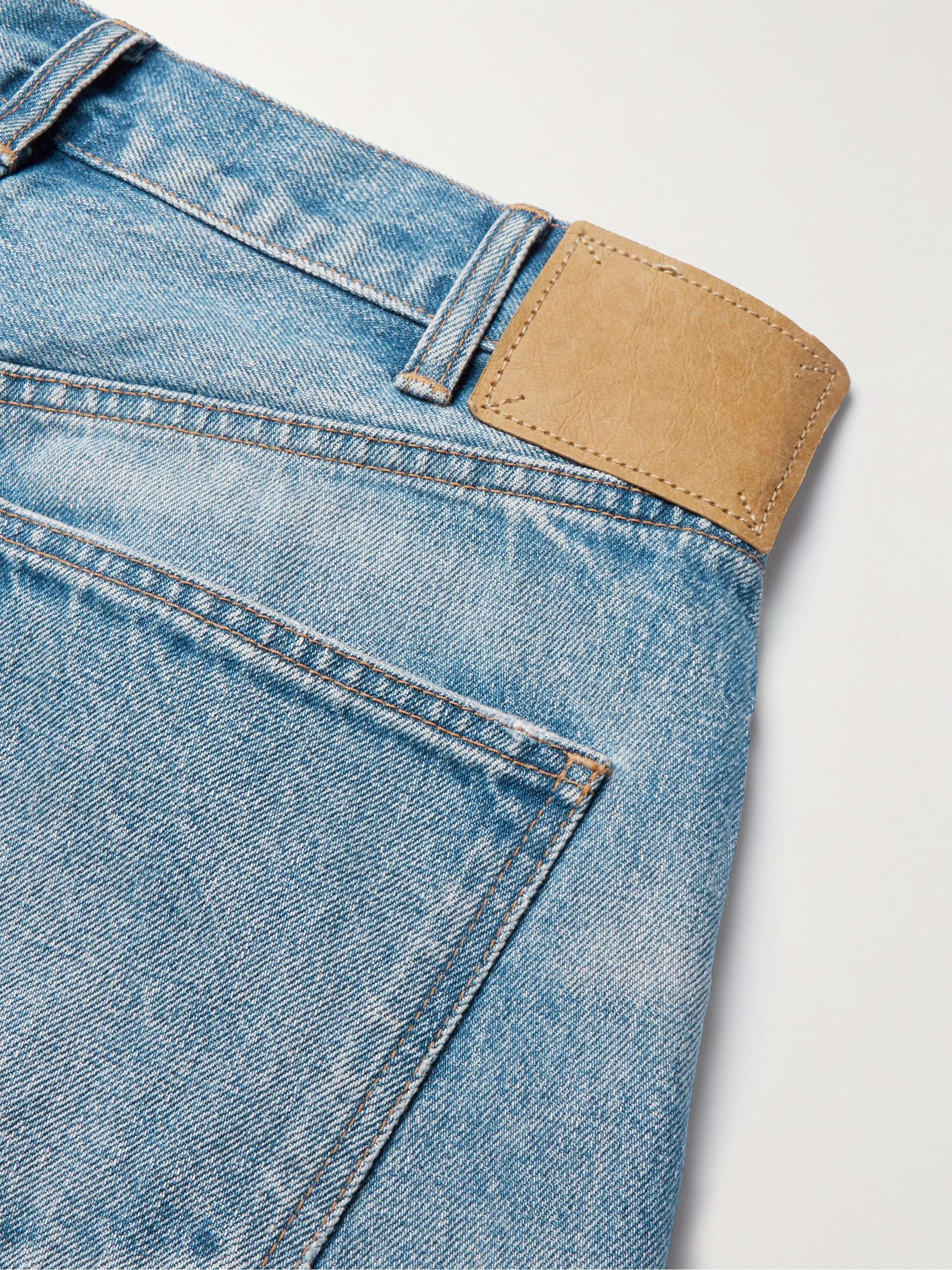 CELINE HOMME Wesley Wide-Leg Distressed Denim Shorts