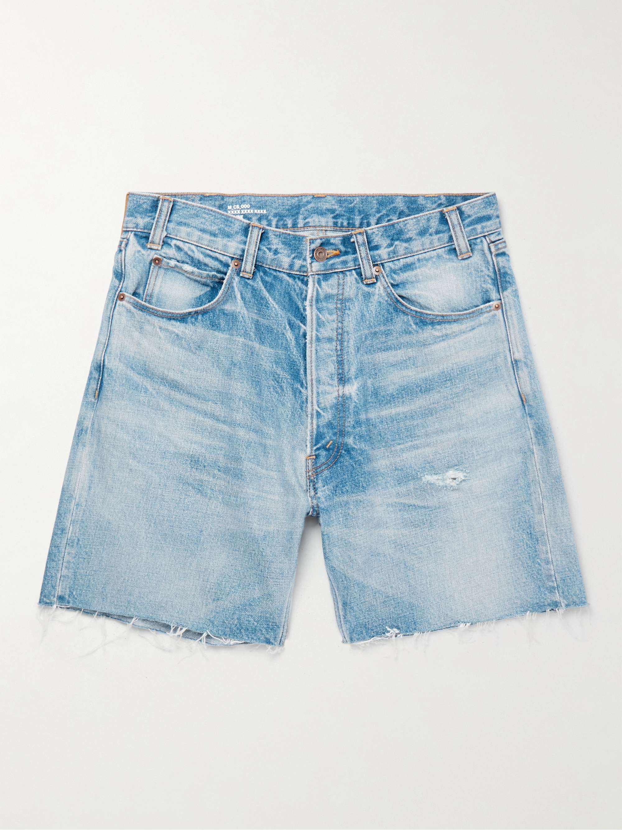 CELINE HOMME Wesley Wide Leg Distressed Denim Shorts for Men MR