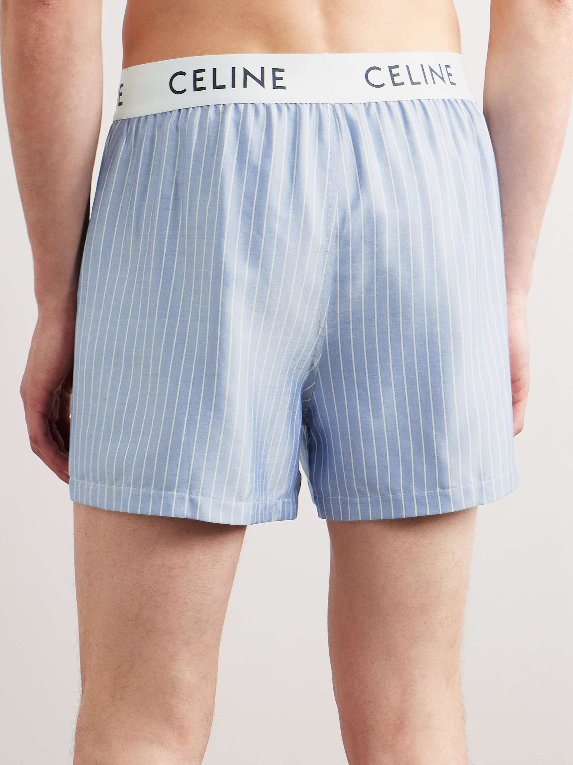 CELINE HOMME Straight-Leg Striped Silk Pyjama Shorts