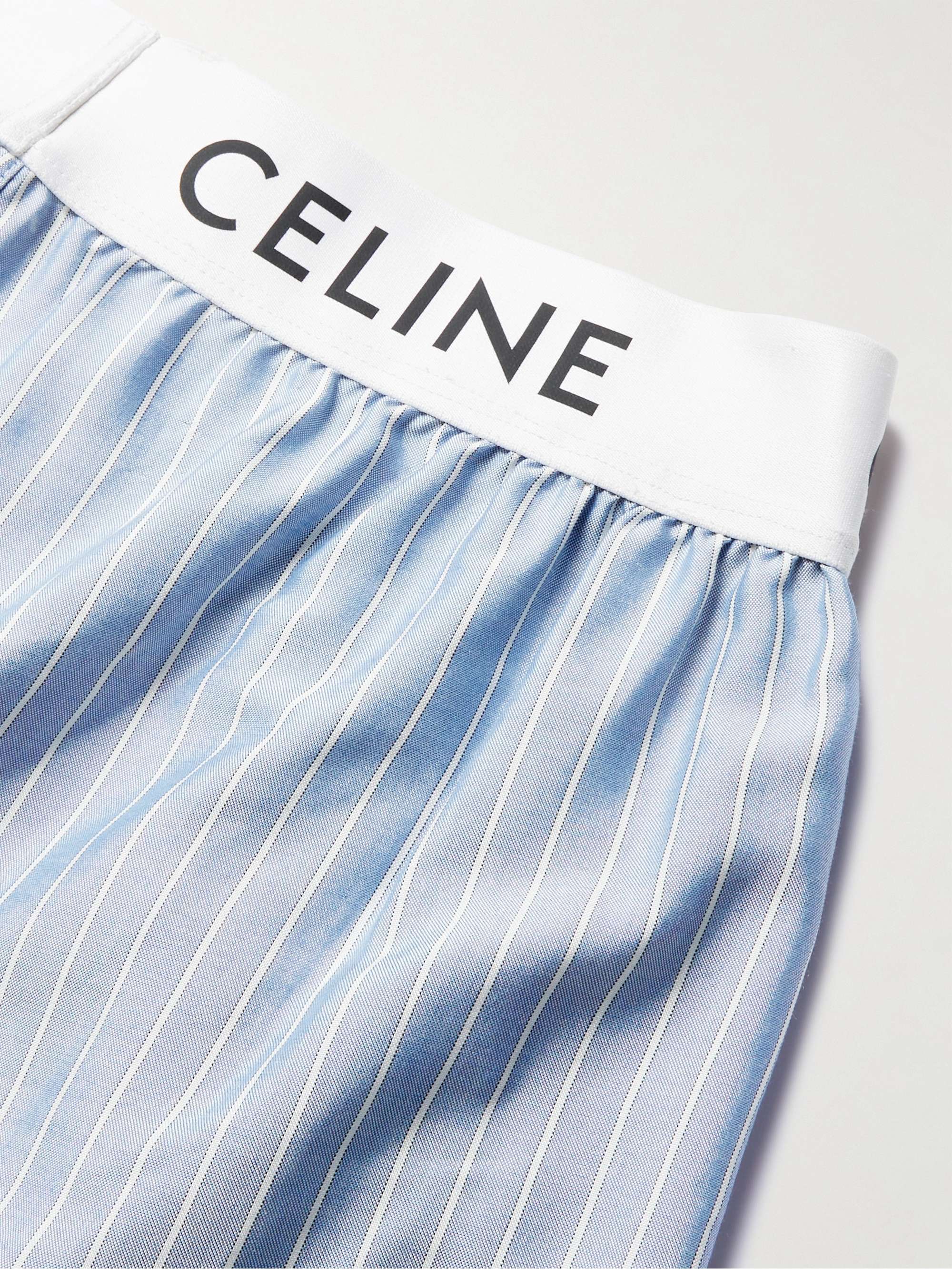 CELINE HOMME Straight-Leg Striped Silk Pyjama Shorts