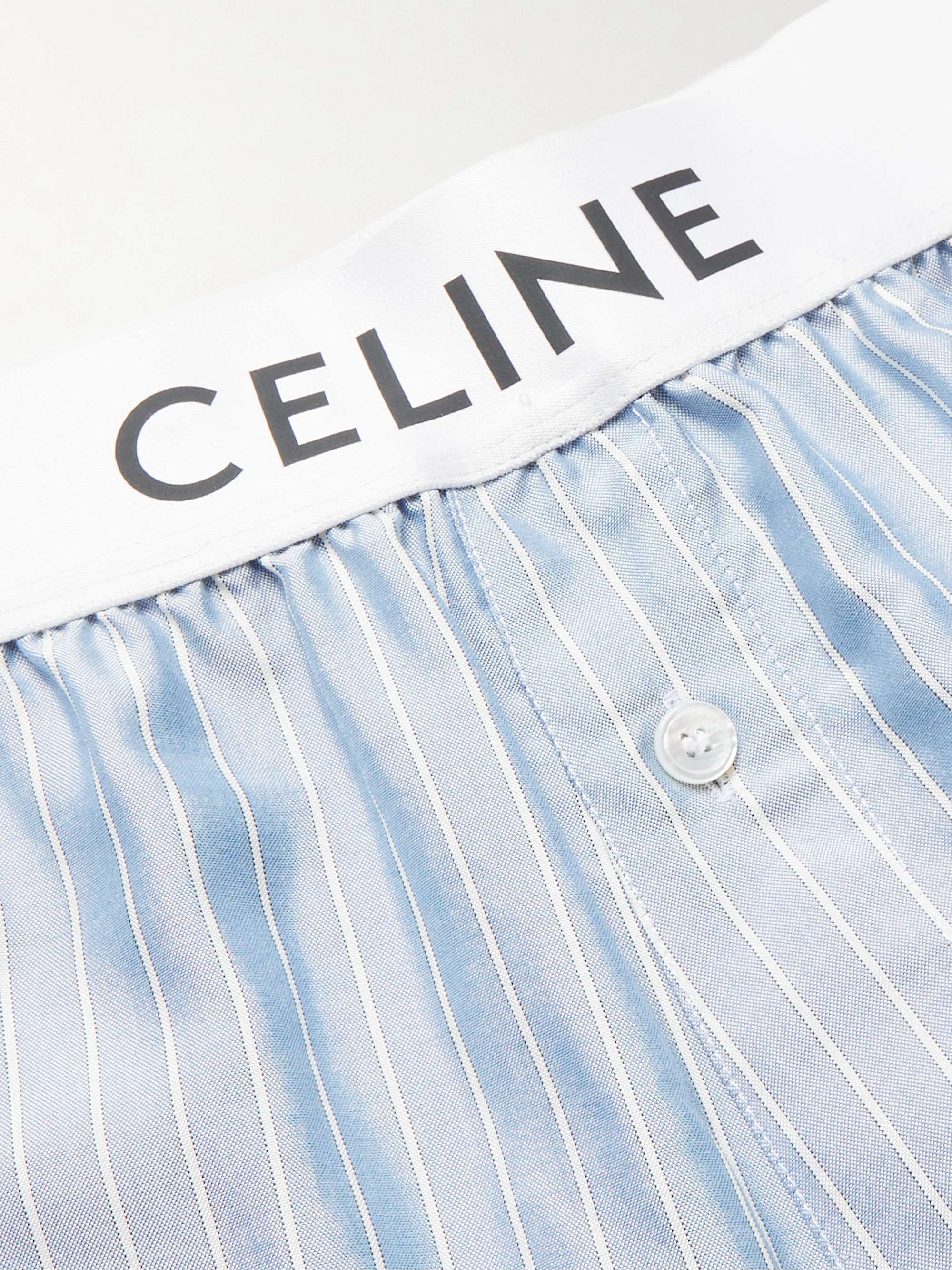 CELINE HOMME Straight-Leg Striped Silk Pyjama Shorts