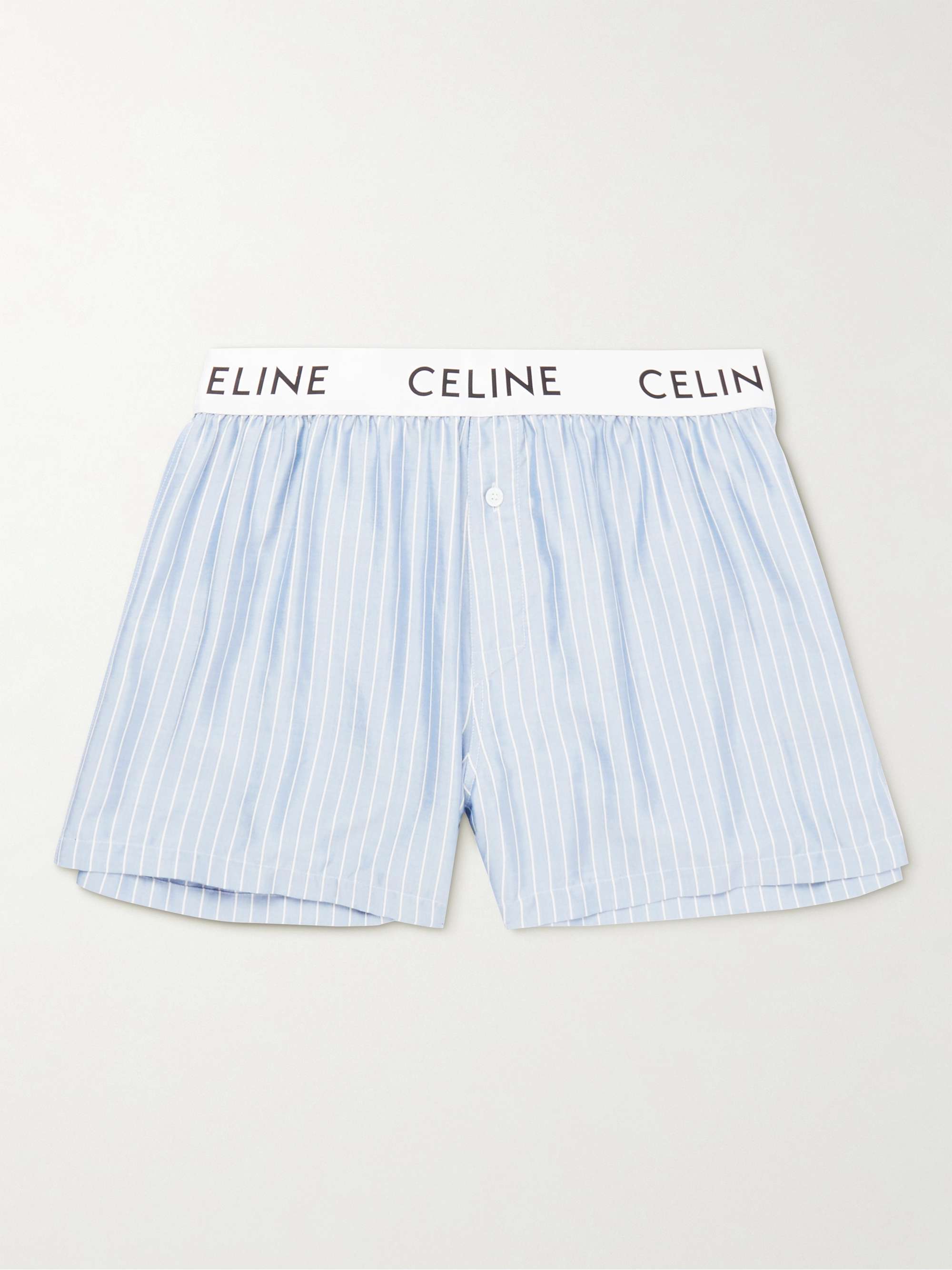 CELINE HOMME Straight-Leg Striped Silk Pyjama Shorts